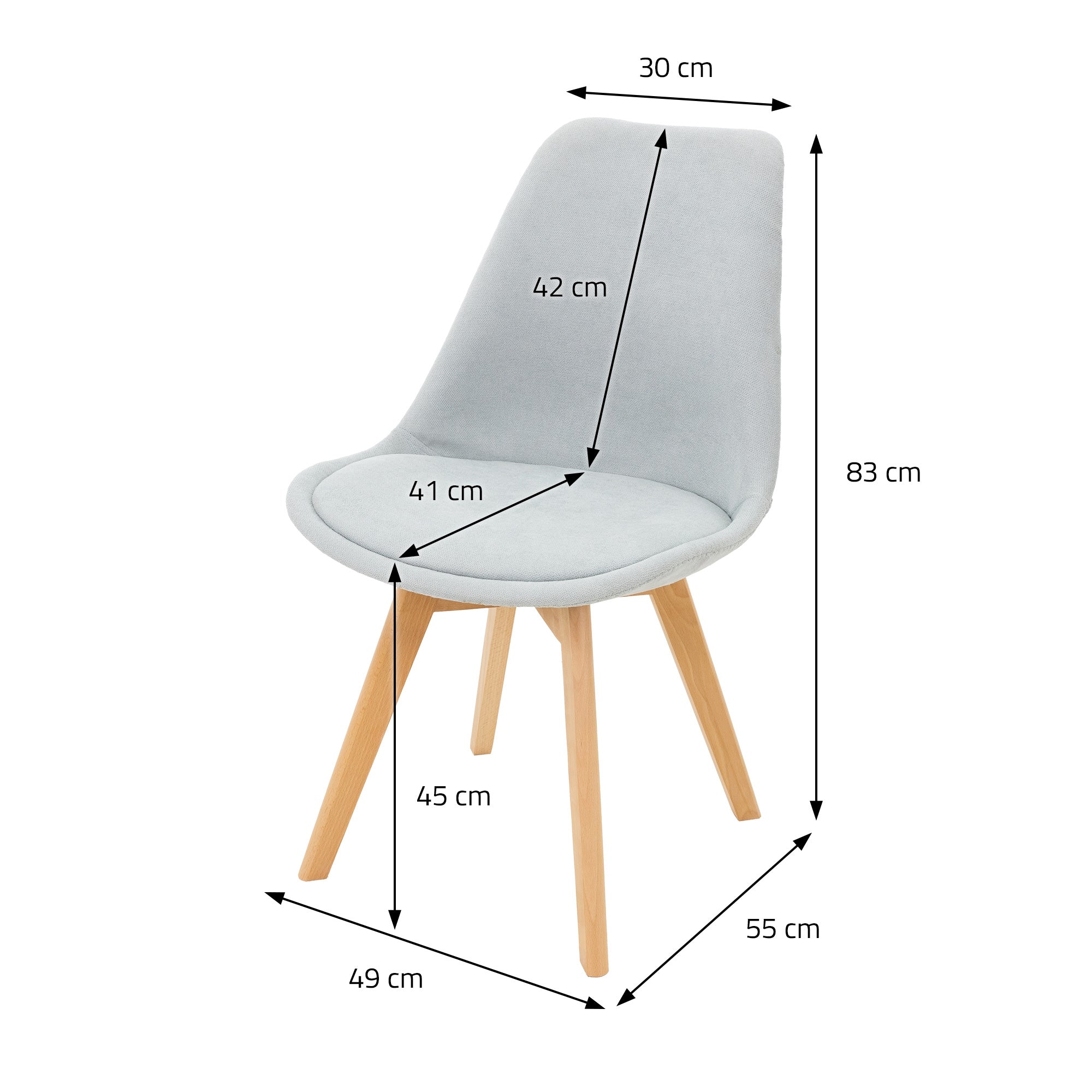 ML-Design chaise salle à manger lin gris lot 4 pieds bois