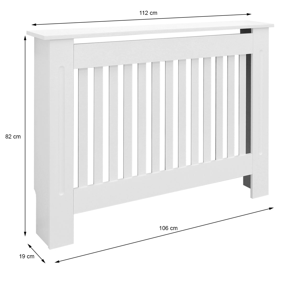 ECD Germany cache radiateur 112x19x82 cm blanc MDF