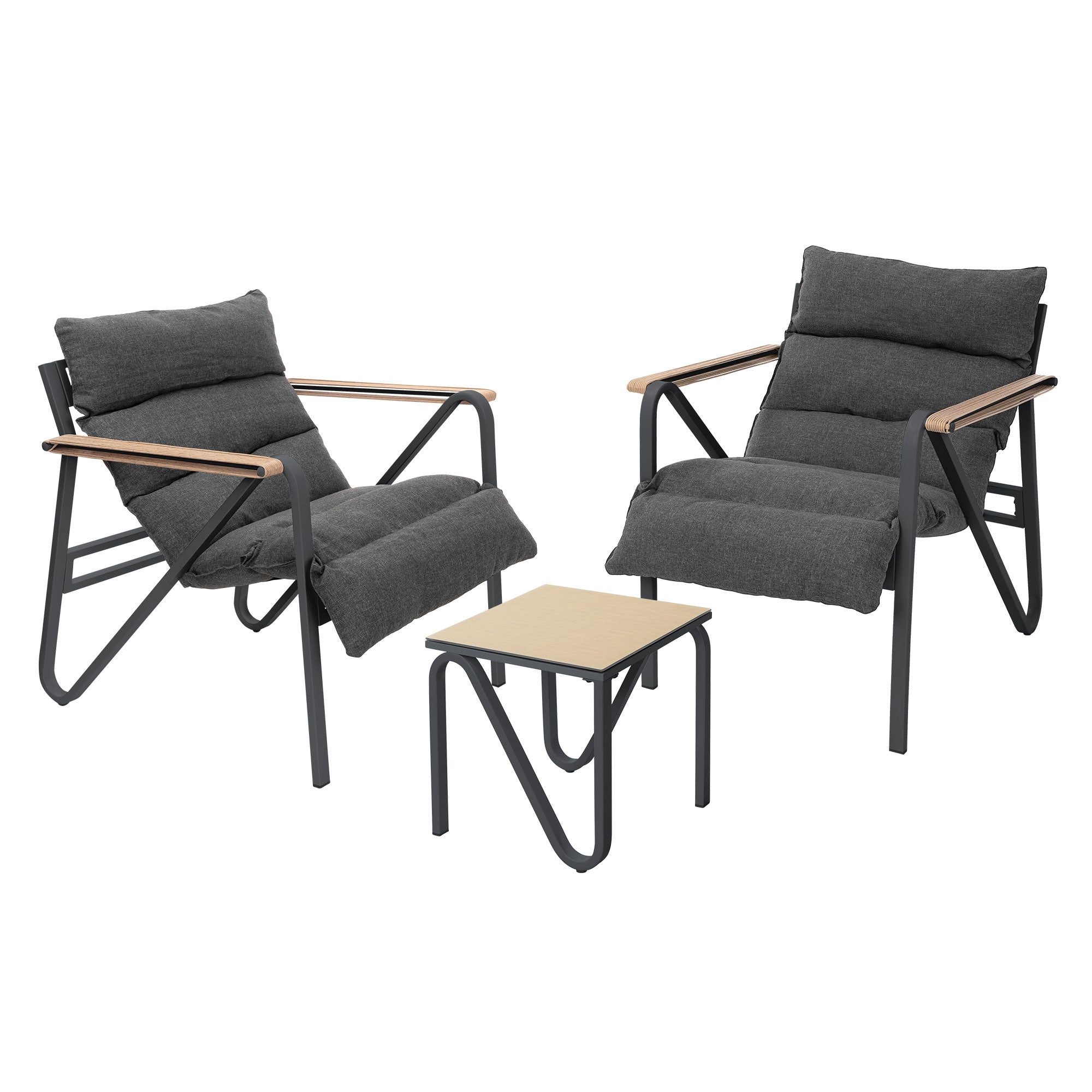 ECD Germany Garten salon de jardin 3 pièces anthracite coussins