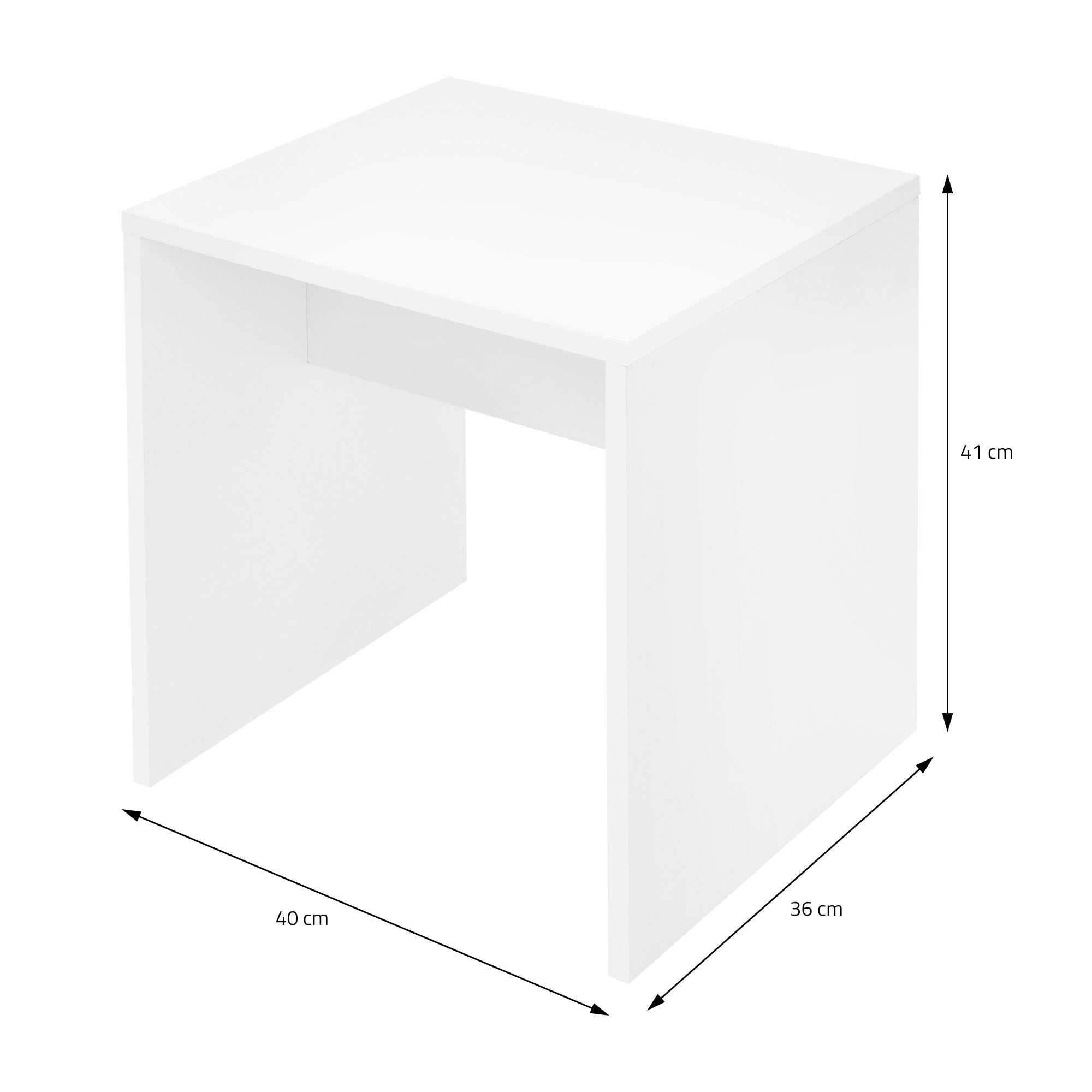 ECD Germany ML-Design Coiffeuse Blanche Miroir + Tabouret 75x40