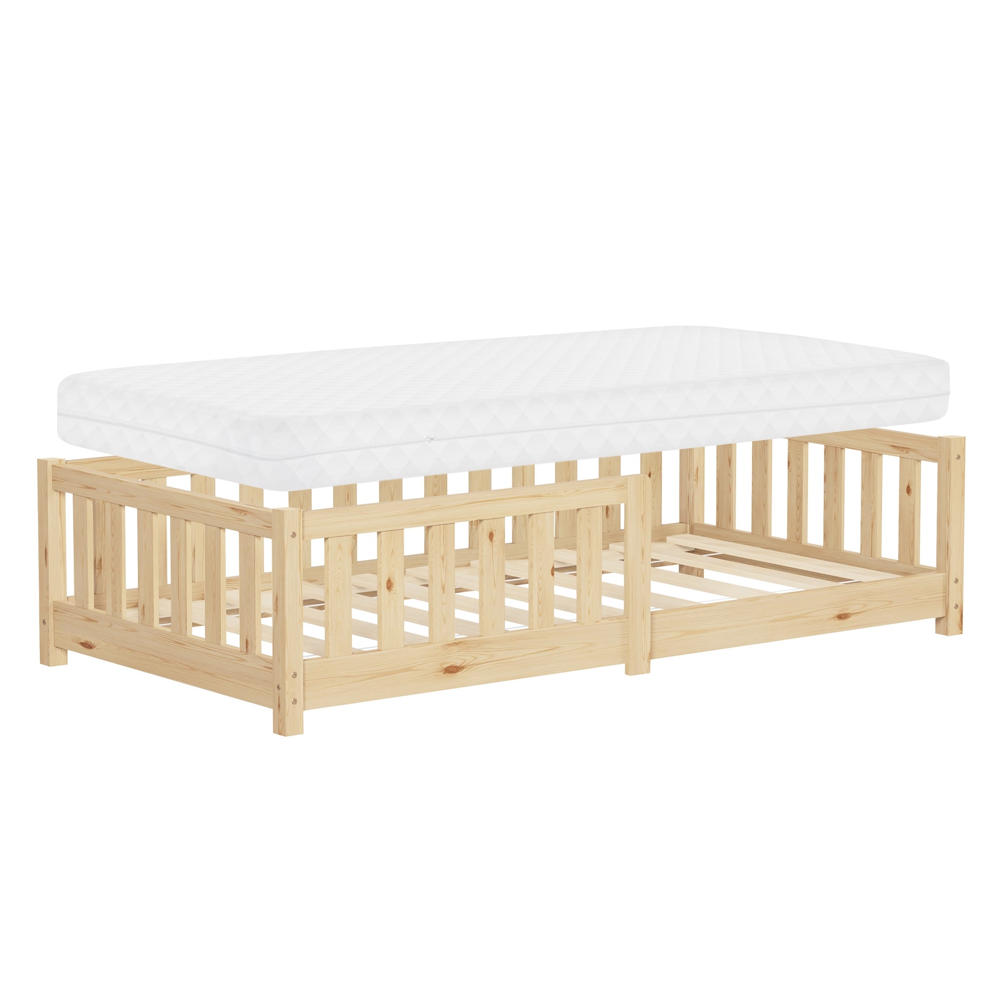 ECD Germany lit enfant 80x160 pin naturel avec matelas 10 cm