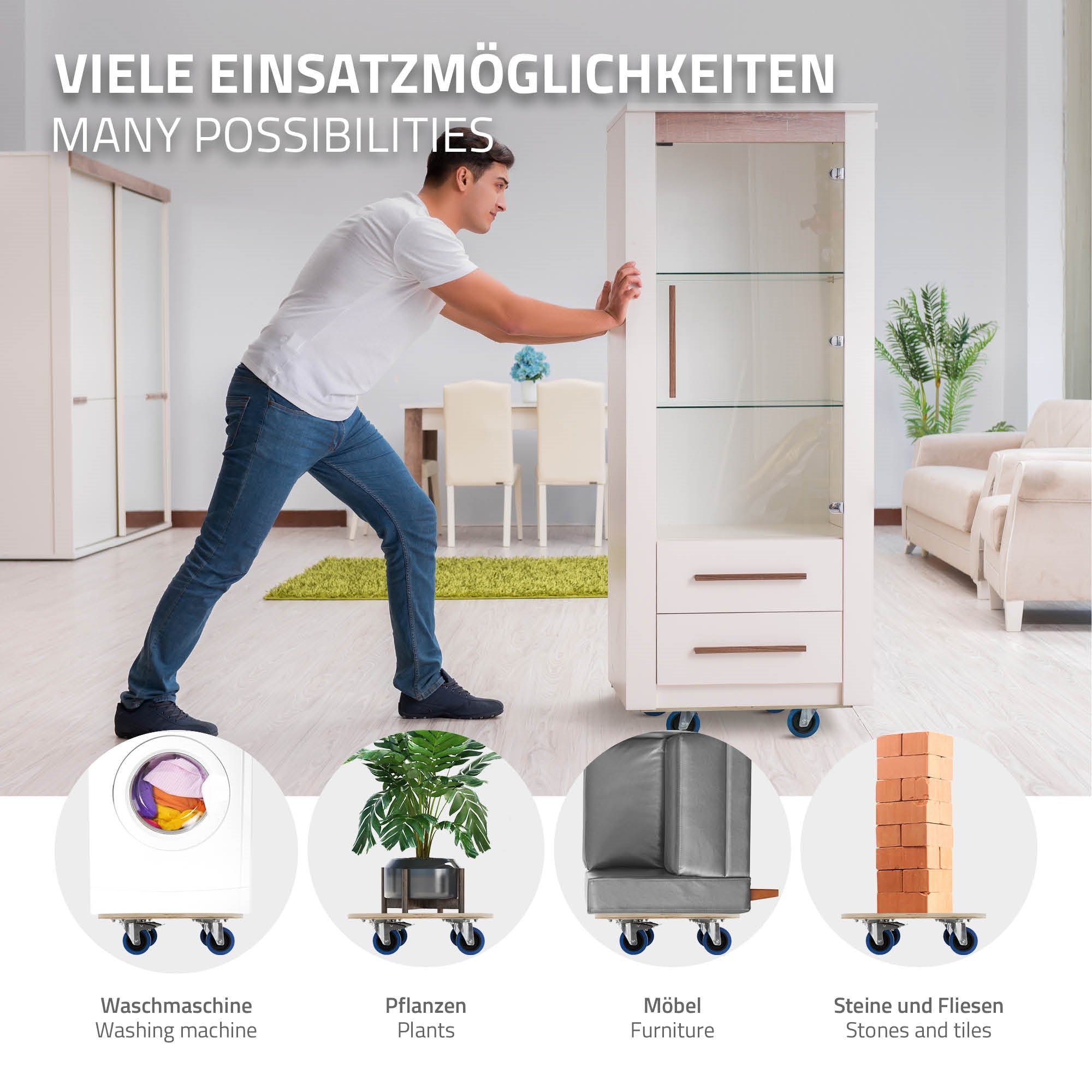 ECD Germany plateau roulant 35x50 cm bois 800 kg freins
