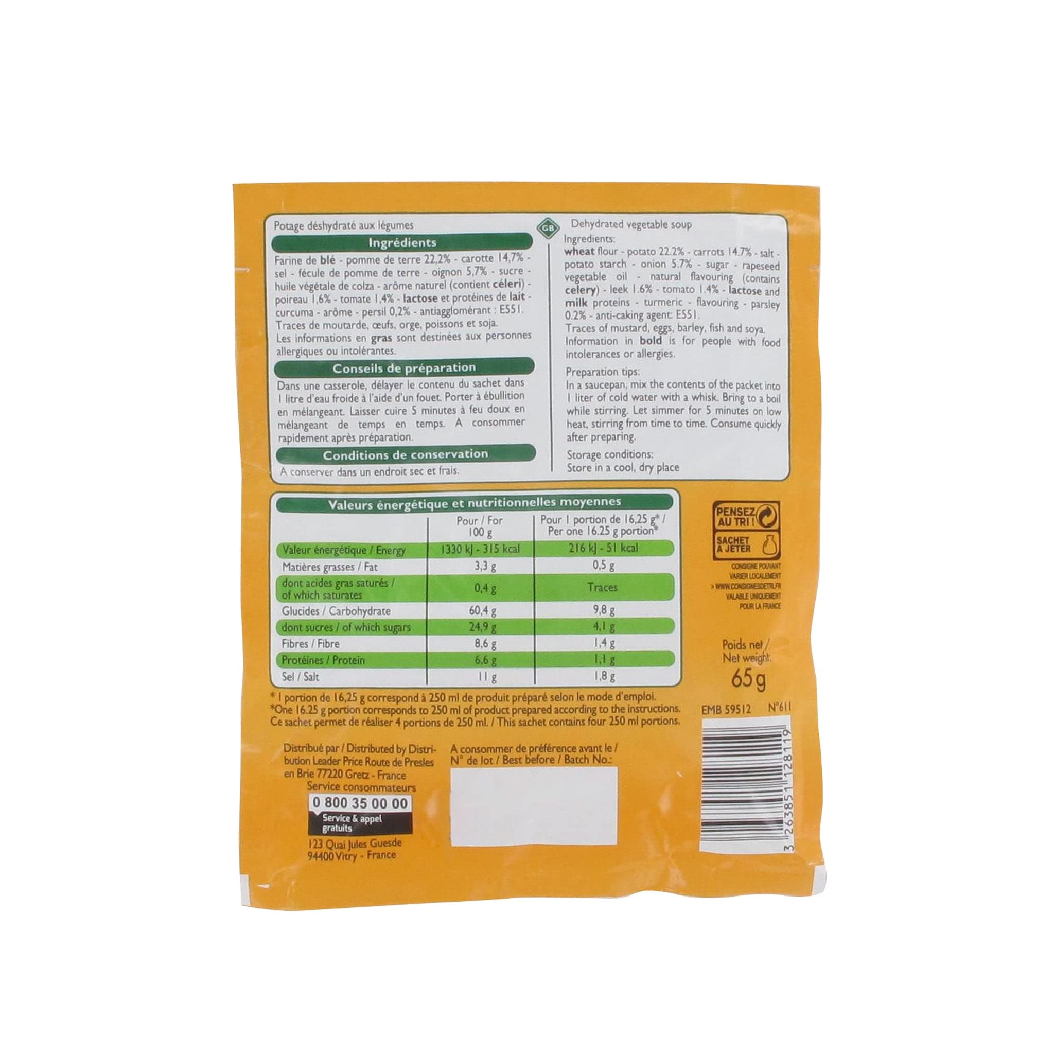 Leader Price Potagère de légumes 65g