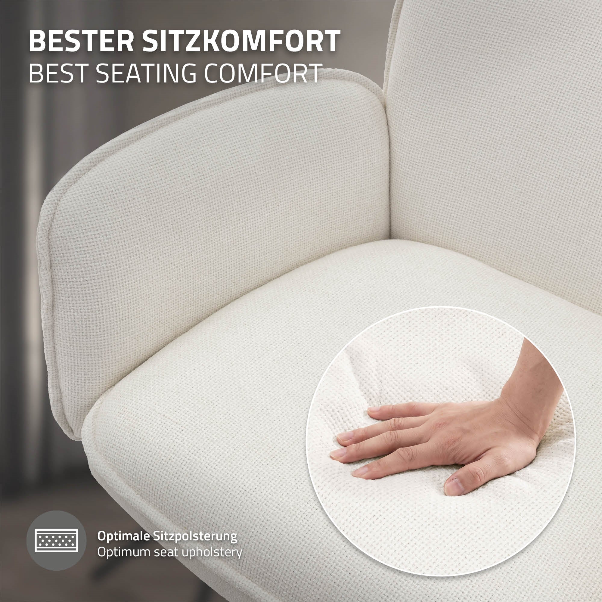 ECD Germany Möbel chaise pivotante beige lot 2 tissu 120 kg