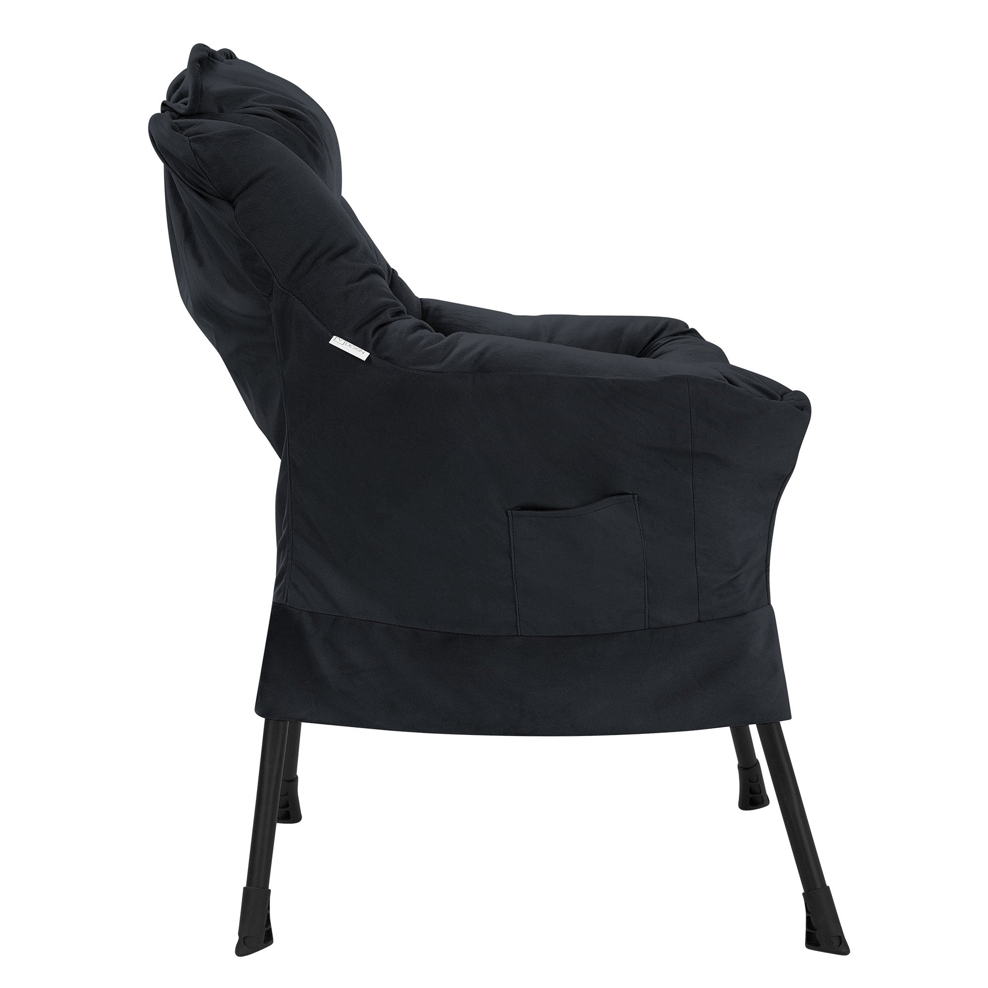 ECD Germany Möbel Fauteuil tissu noir poche latérale