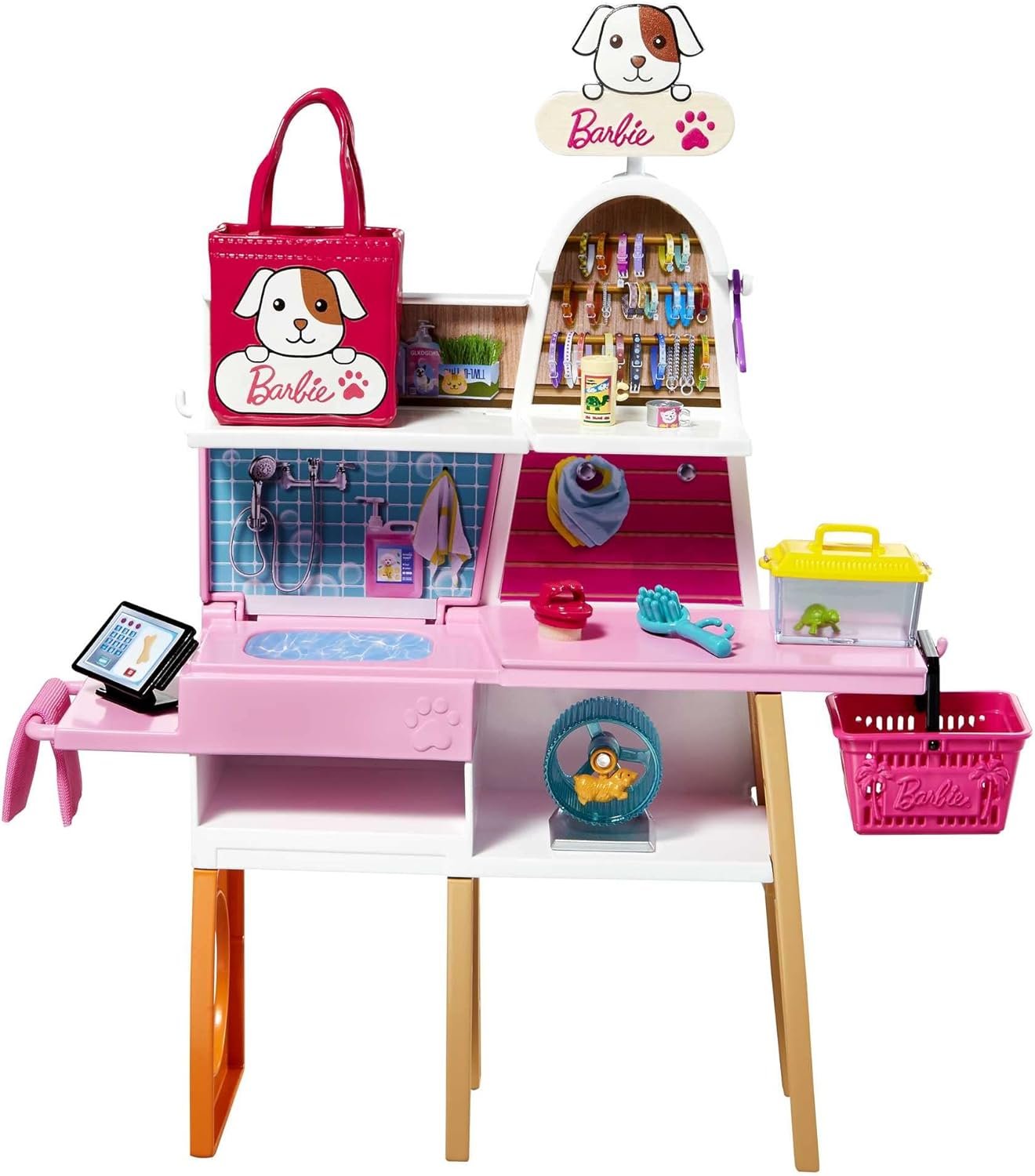 Barbie Animalerie coffret toilettage + 4 animaux jouet