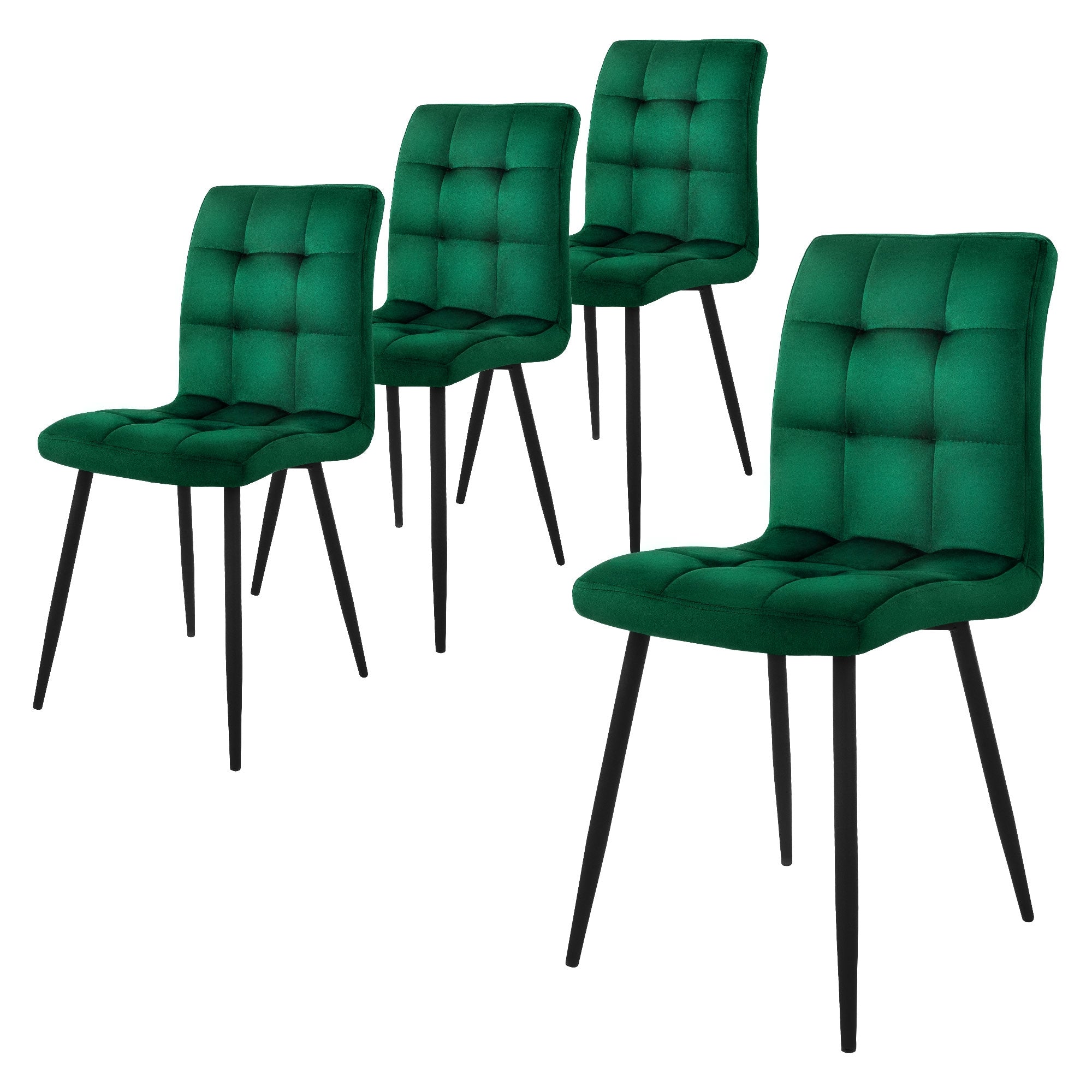 ECD Germany Möbel lot 4 chaises velours anthracite matelassées