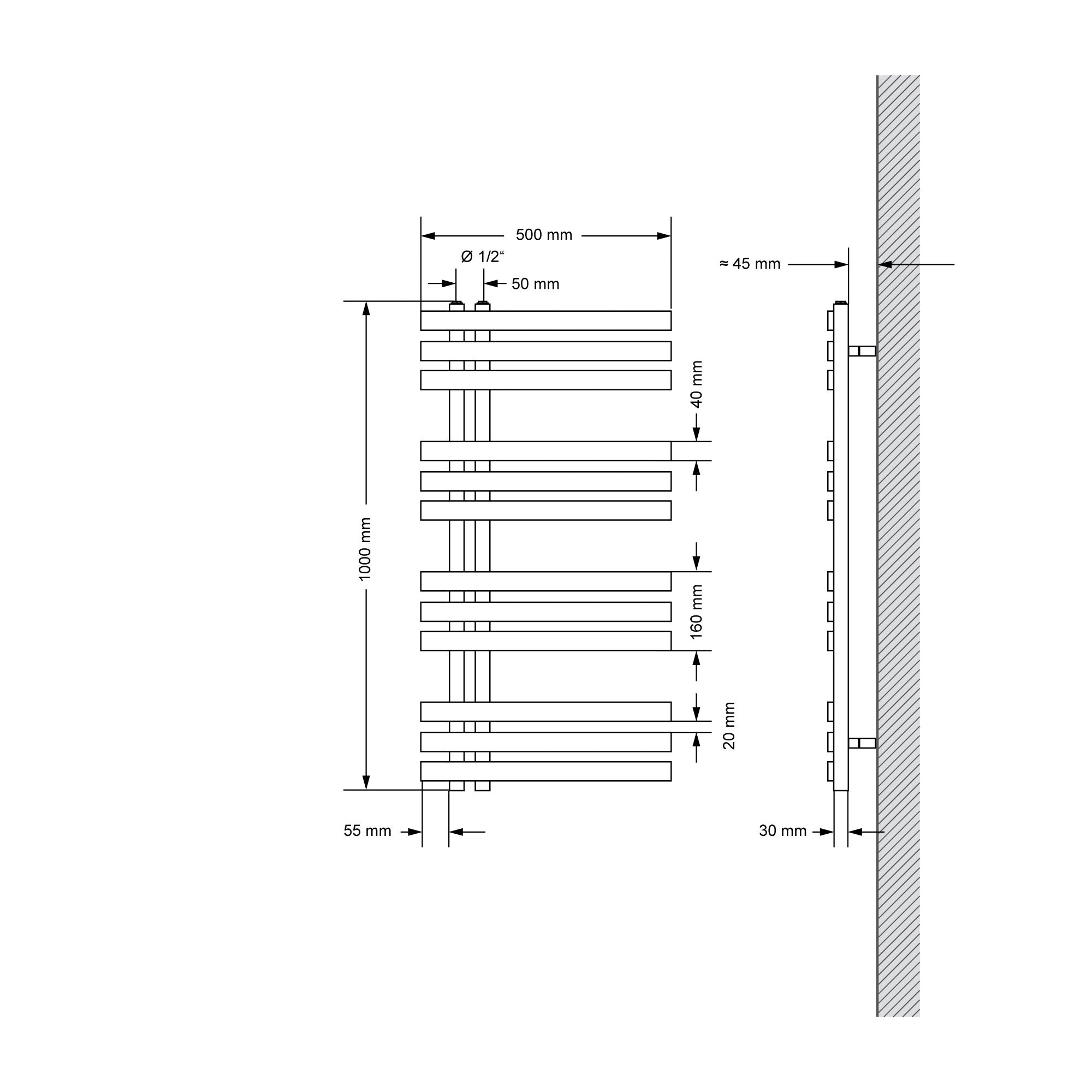 ECD Germany Heizungen LuxeBath radiateur chromé 500x1000 mm central