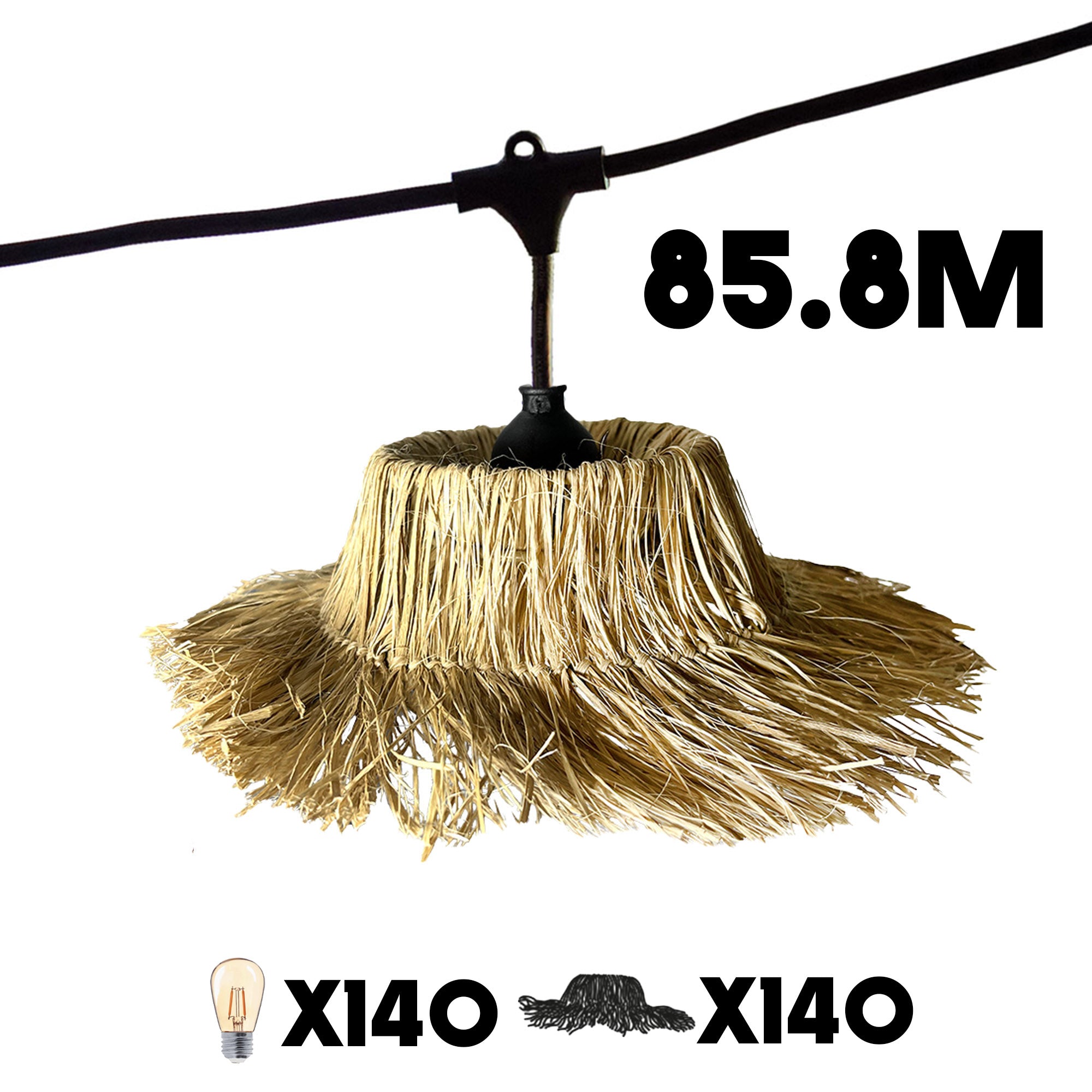 Red Deco Tahiti Light guirlande 85,8m 140 LED E27 paille