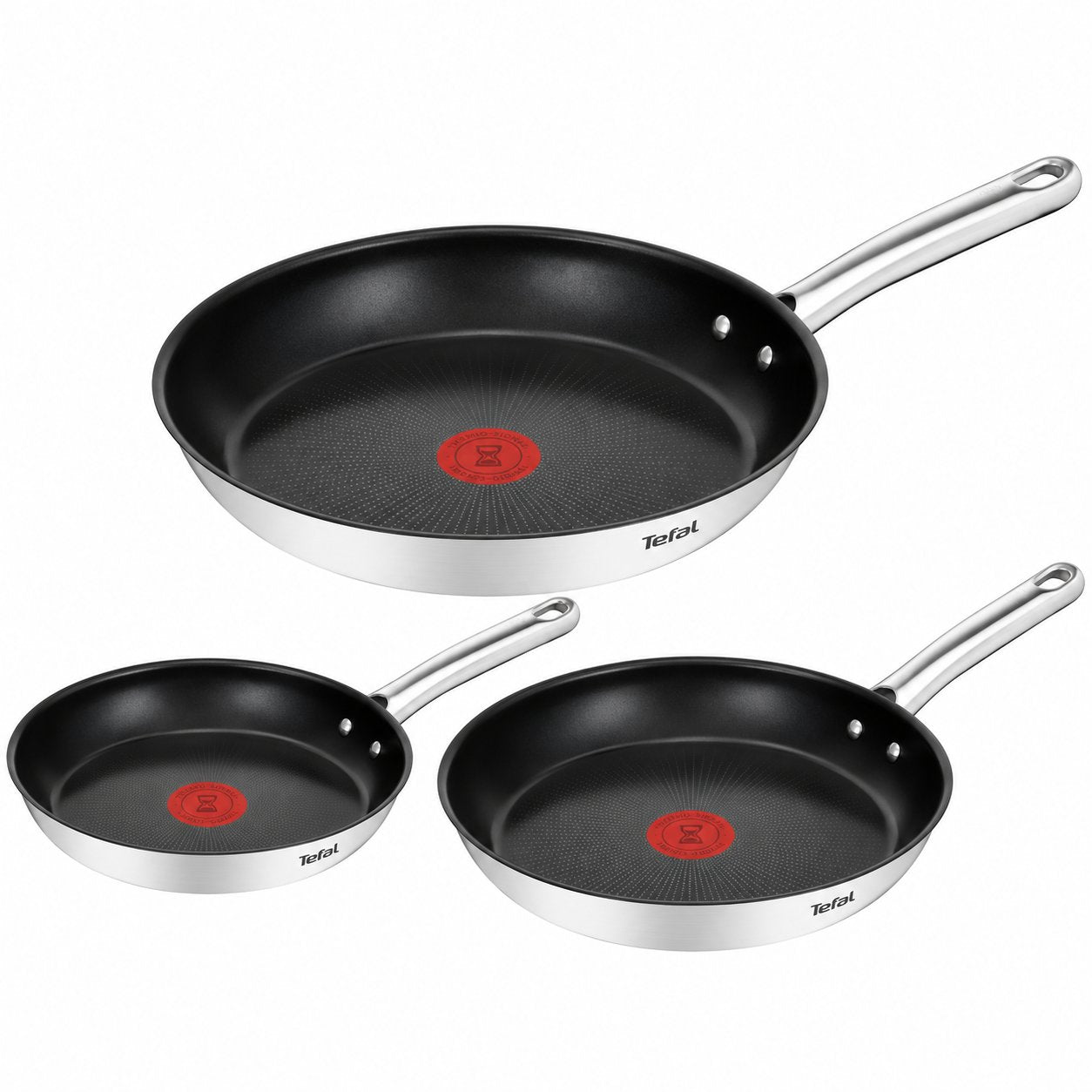 Tefal Duetto poêles inox 20 24 28 cm lot 3 induction