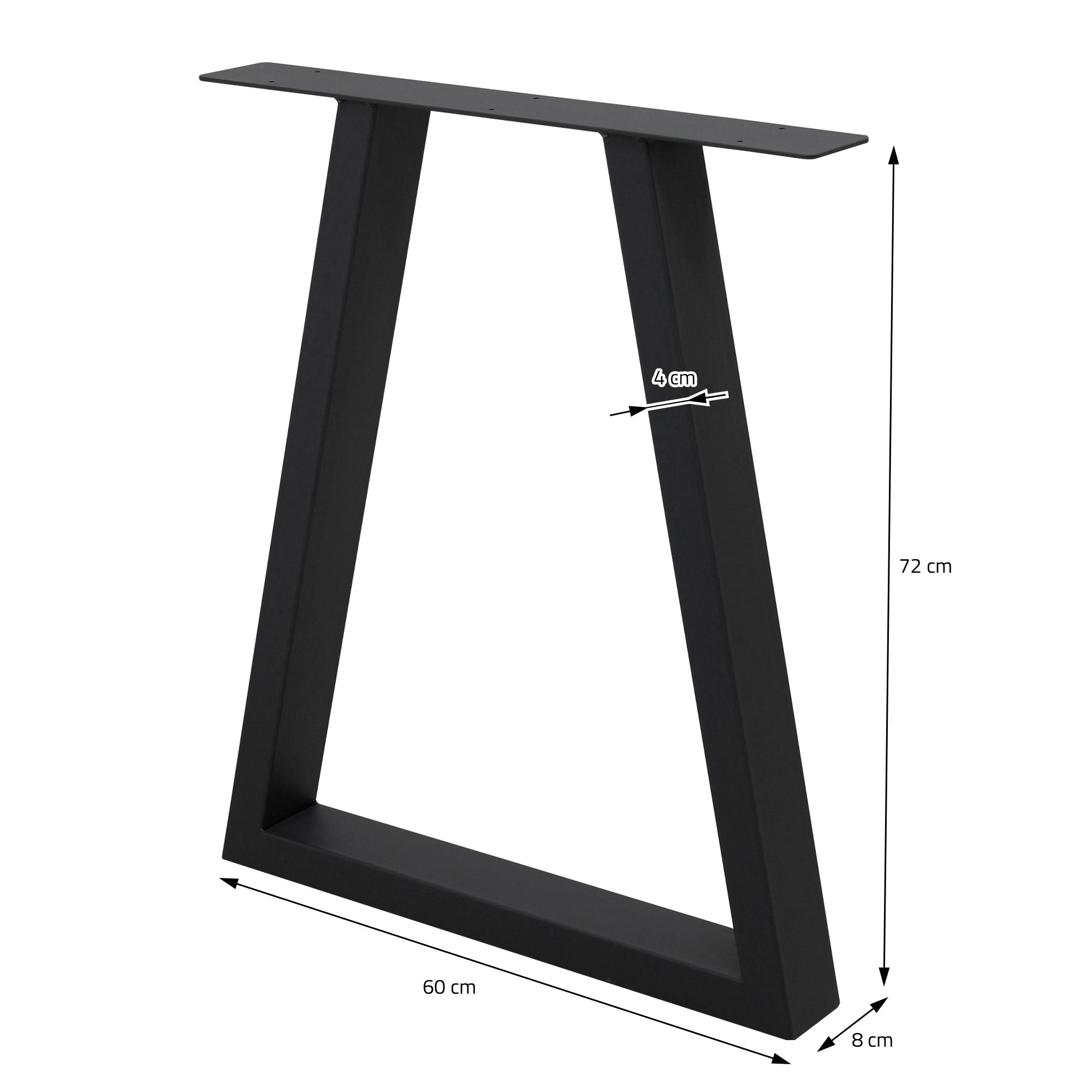 ECD Germany Möbel Pieds trapèze 60x72cm noirs acier lot 2