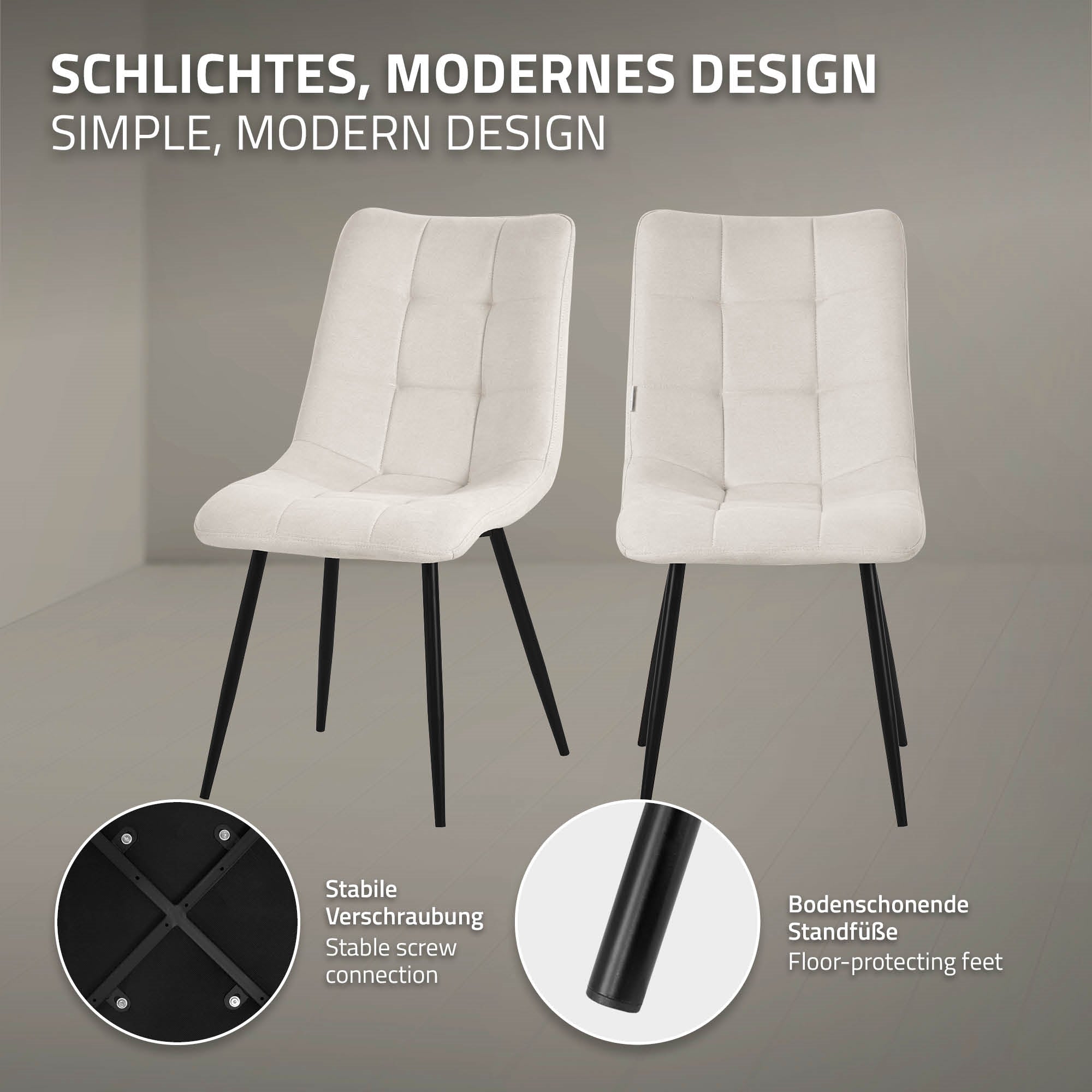 ECD Germany Möbel ML-Design chaise salle à manger beige x2 polyester