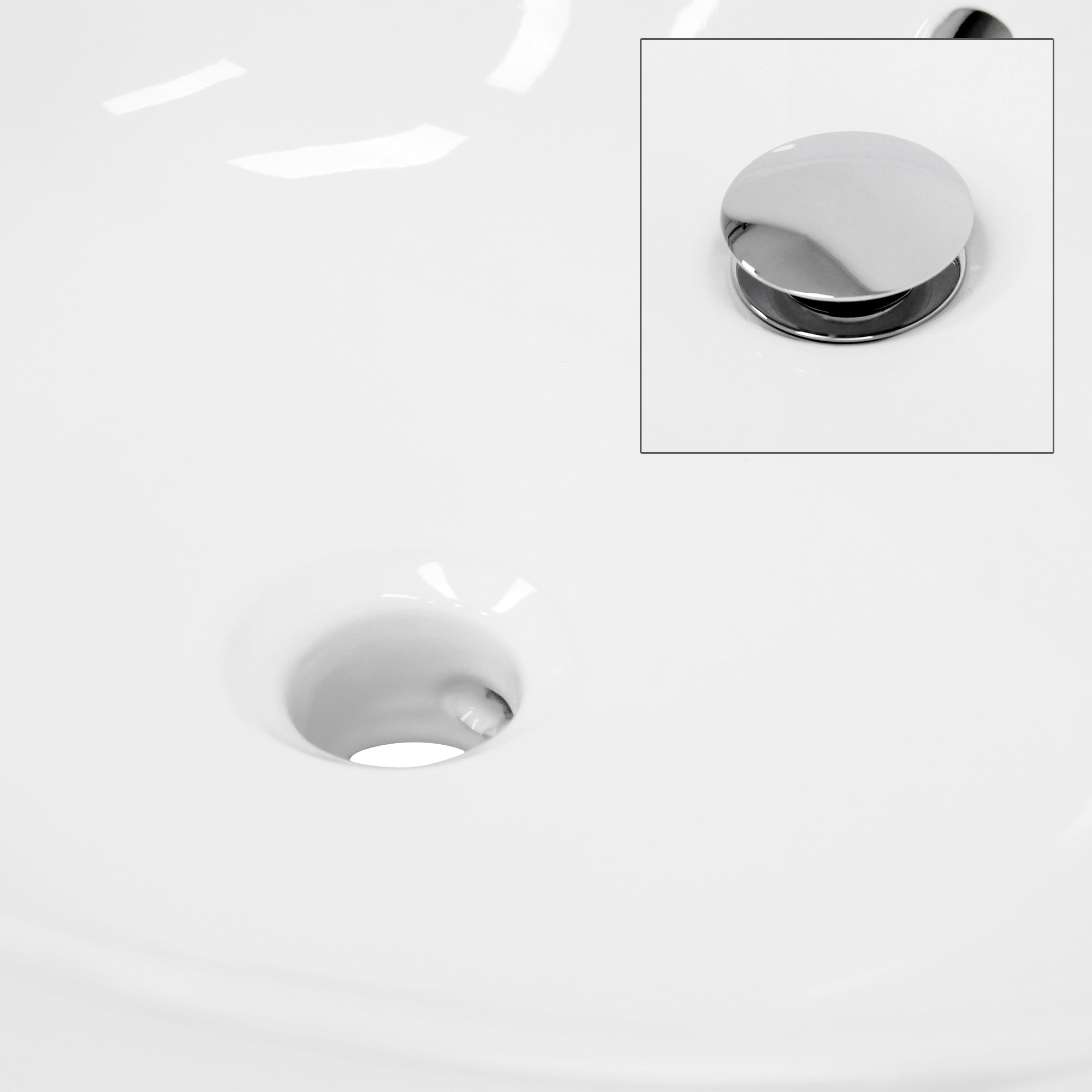 ECD Germany Sanitär lavabo céramique blanc 59x39 cm bonde argent