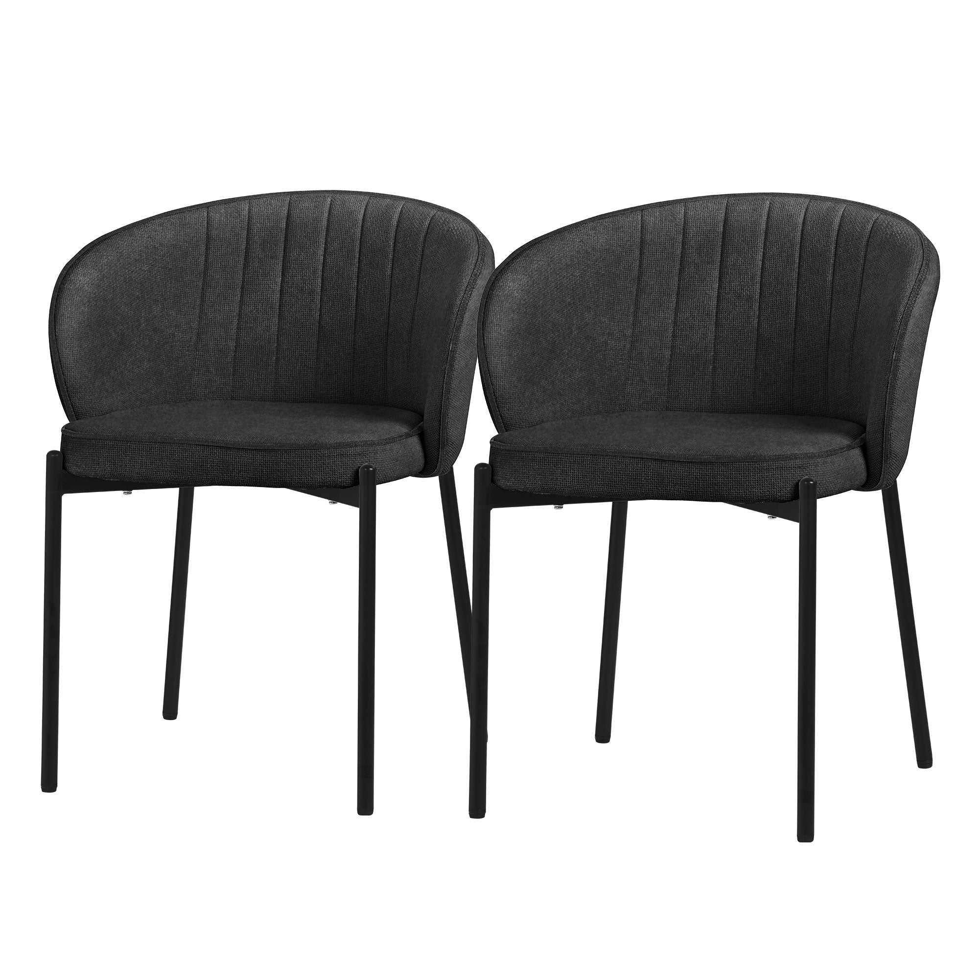 ECD Germany ML-Design lot 2 chaises tissu anthracite 60 cm