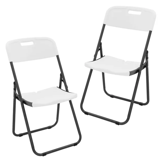 ECD Germany Garten chaise pliante blanche lot de 4 acier