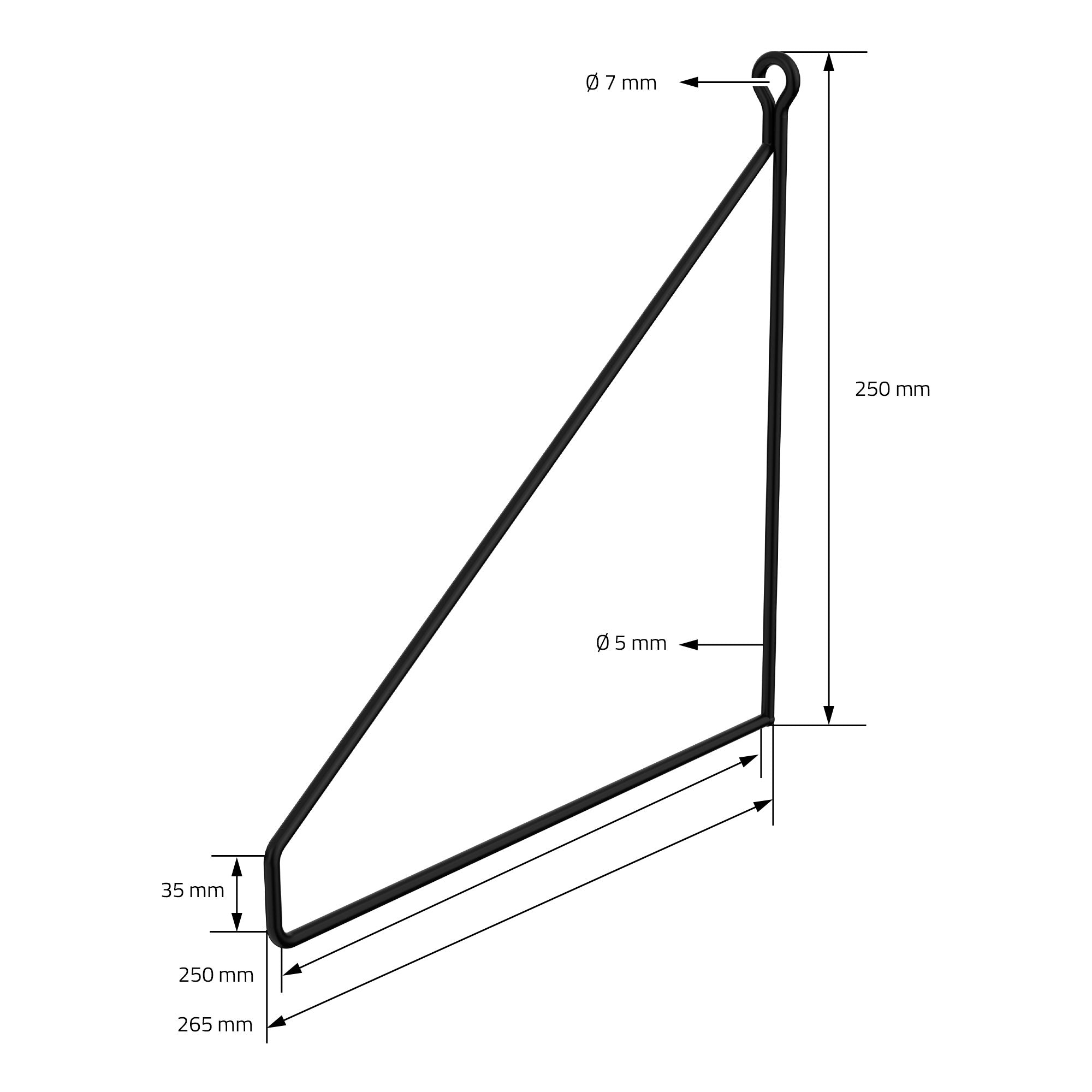 ECD Germany Möbel équerre étagère 250x250 mm noir acier