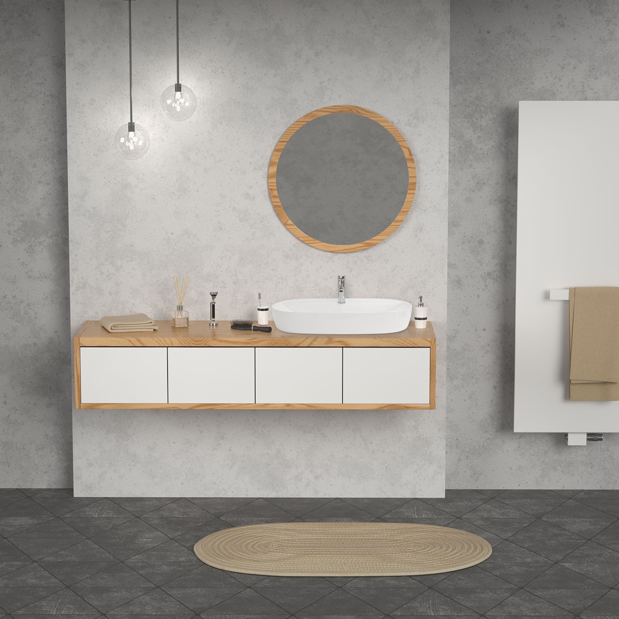 LuxeBath Vasque à Poser Ovale 80x40 Blanc Céramique