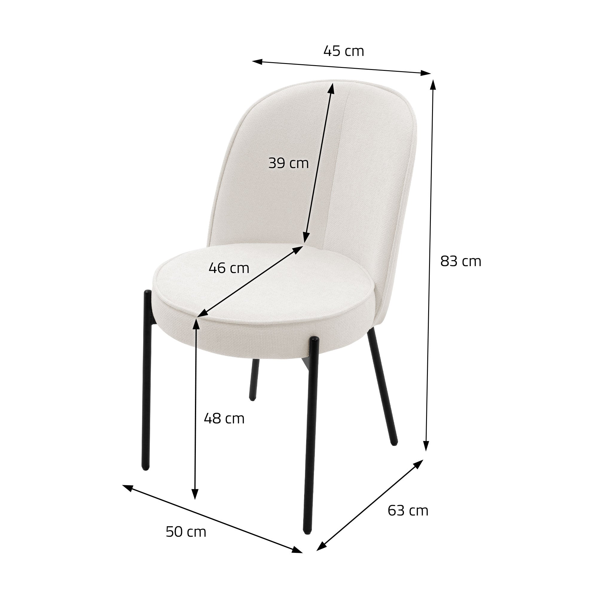 ECD Germany ML-Design chaise rembourrée beige lot 4 tissu