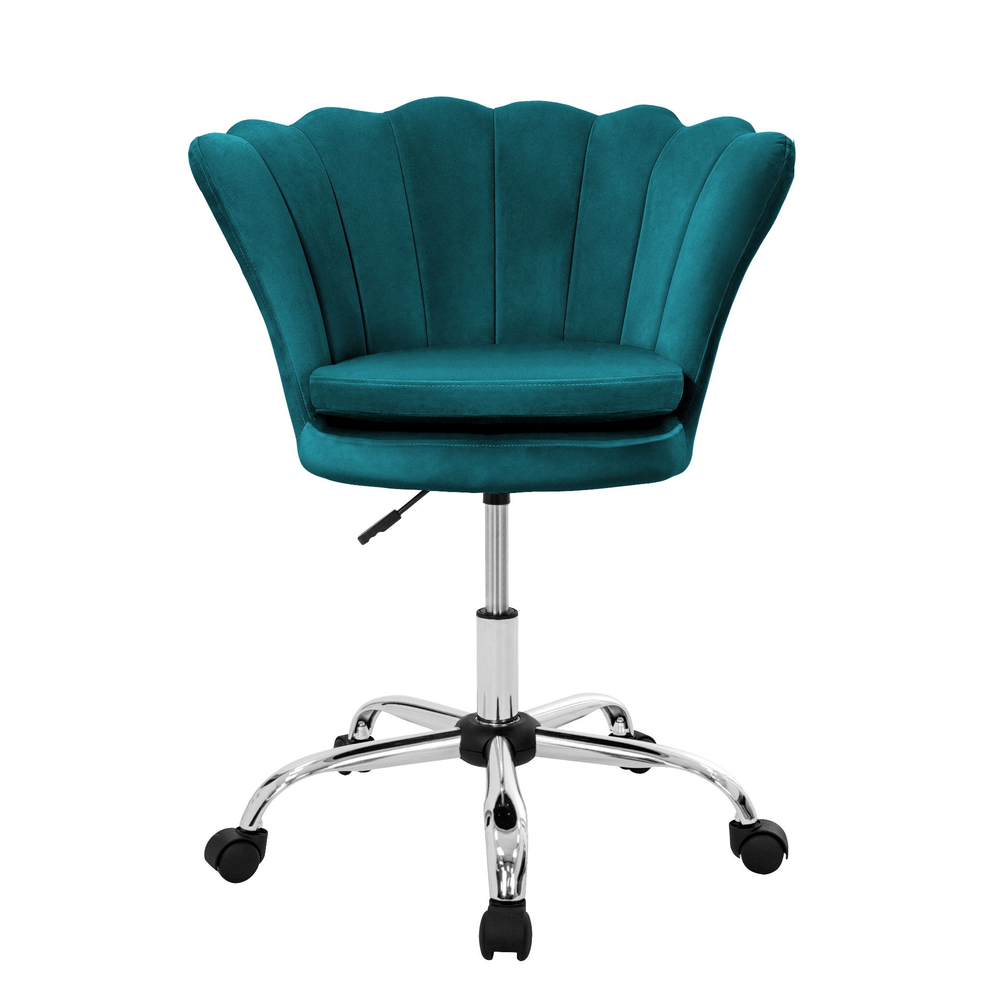 ECD Germany Möbel chaise bureau velours noire à roulettes coquillage
