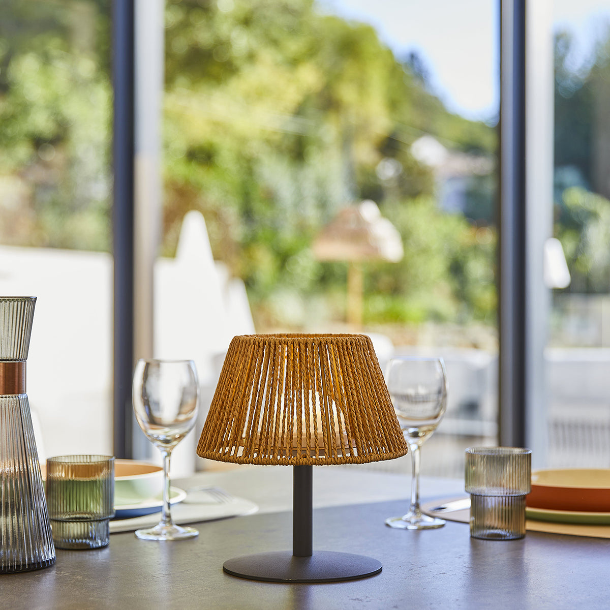 Red Deco Standy Mini Raffy H22cm lampe sans fil lot 2 raphia