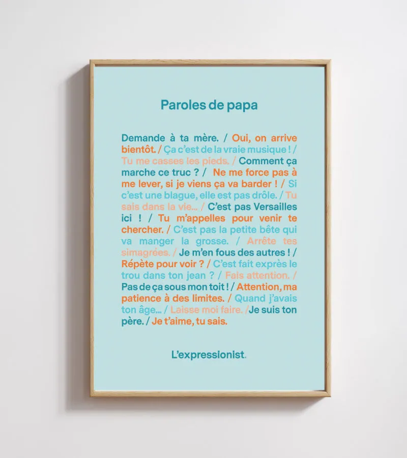 L'avant gardiste Déco murale Poster Paroles de papa affiche humour