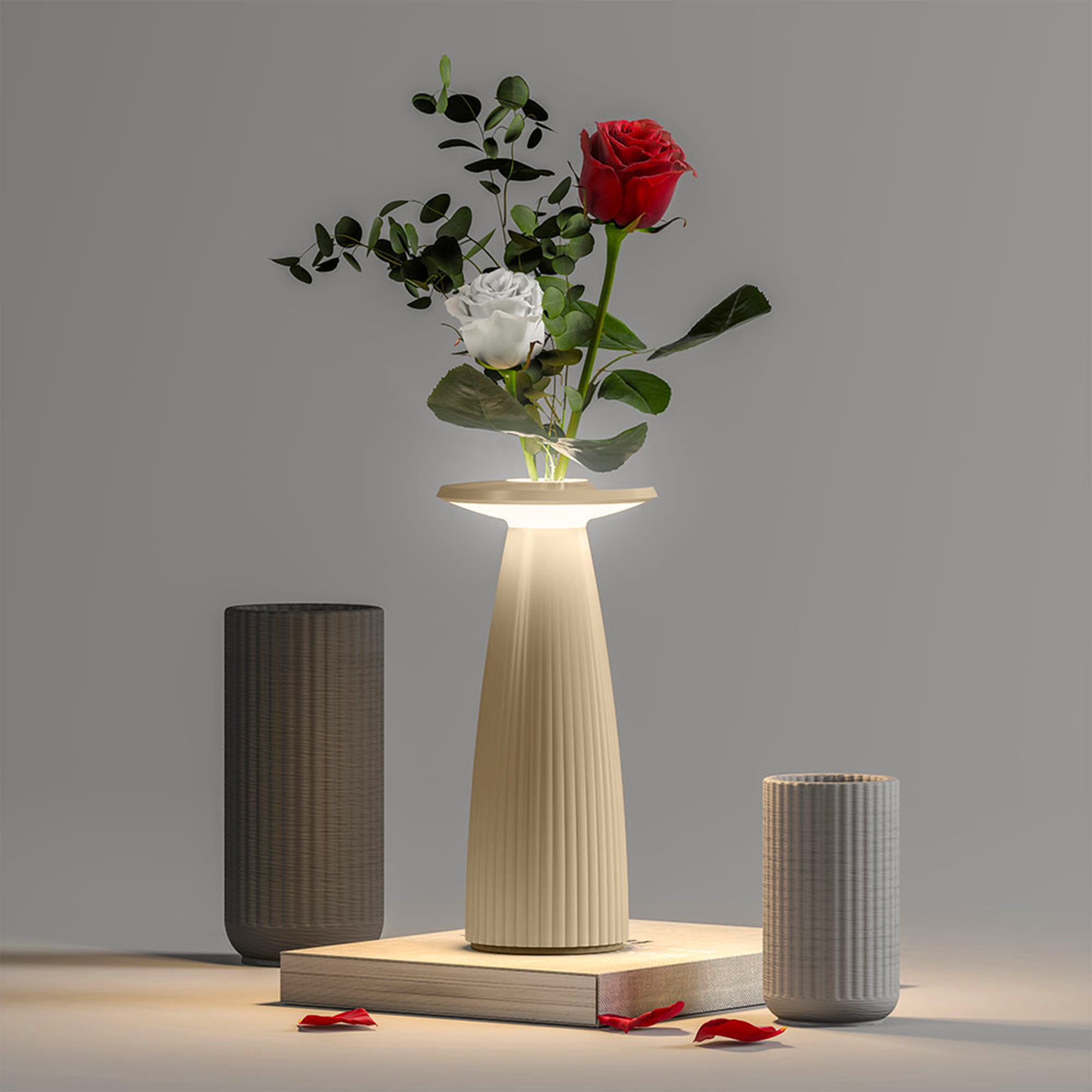 Red Deco Flora Mini Sand lampe sans fil vase beige H20 cm