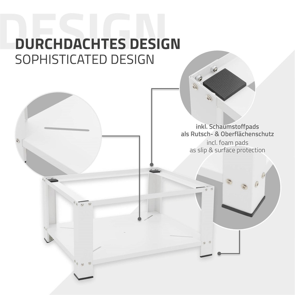ECD Germany socle lave-linge acier avec rangement 63x54x32 cm