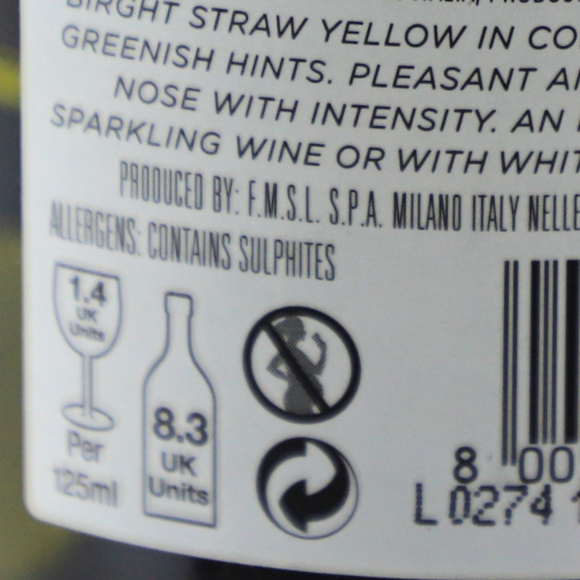 Bevini Prosecco Extra Dry 11% Italie mousseux