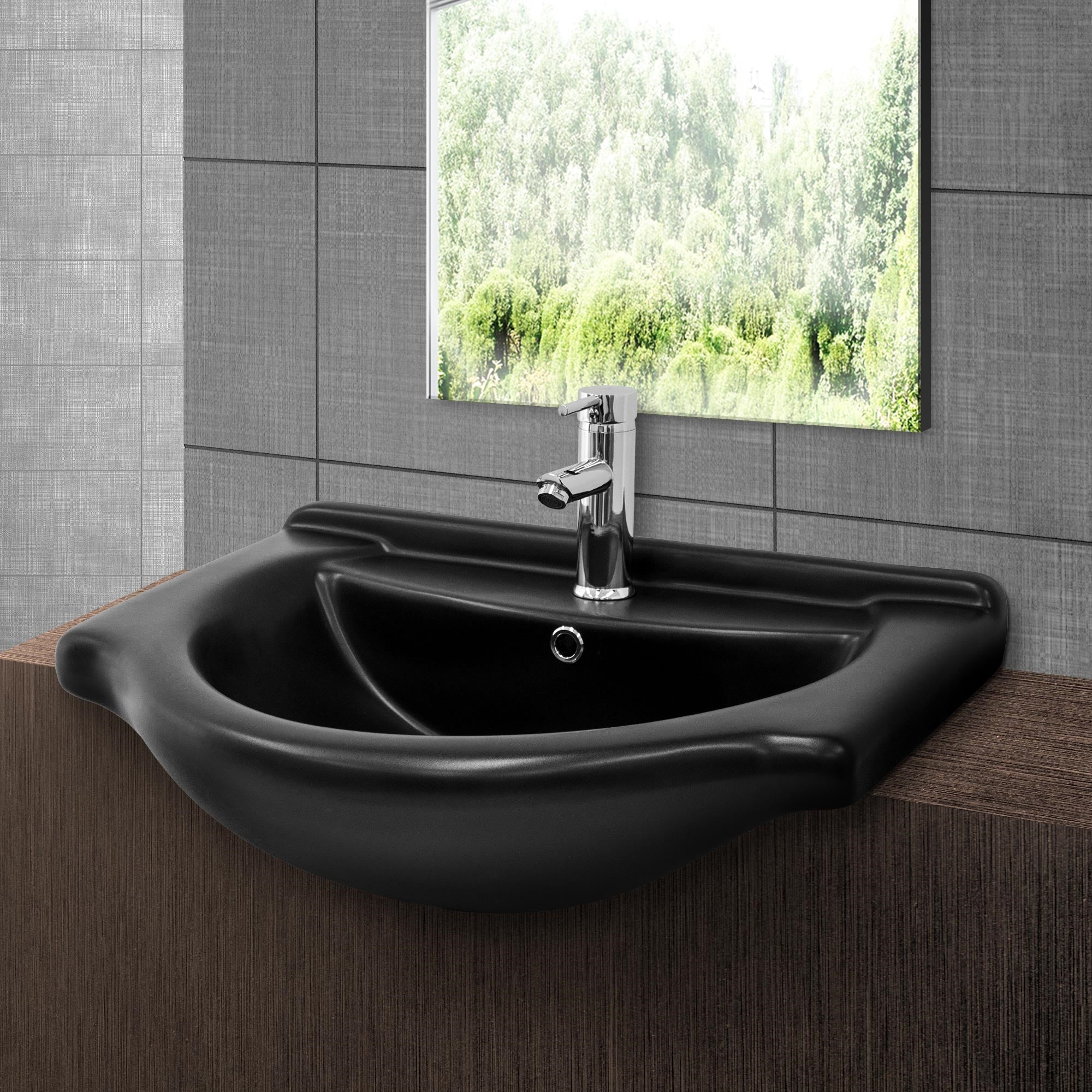 ECD Germany Sanitär lavabo noir 67,5x51,5 cm céramique