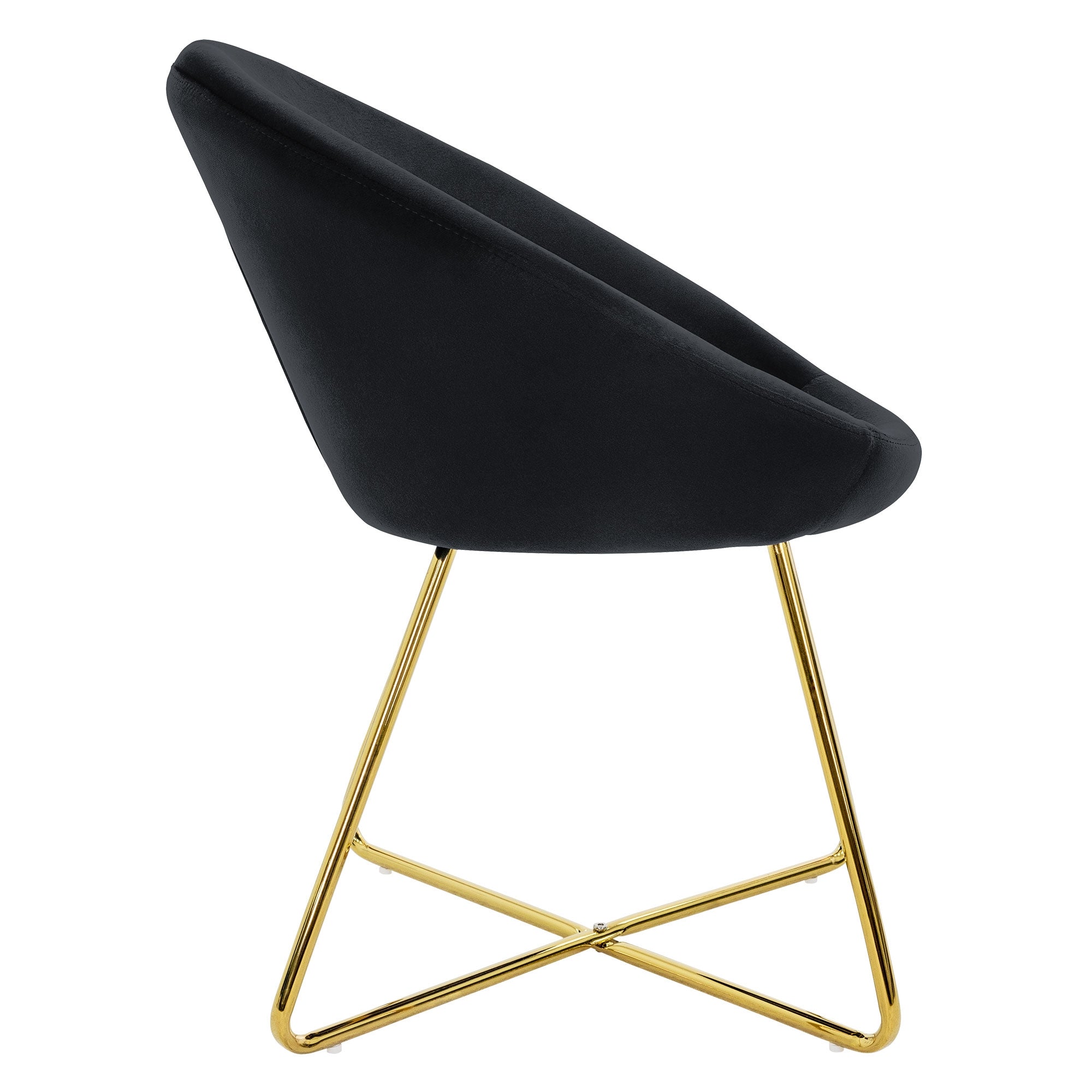 ECD Germany Möbel chaise velours dossier rond bleu pieds dorés