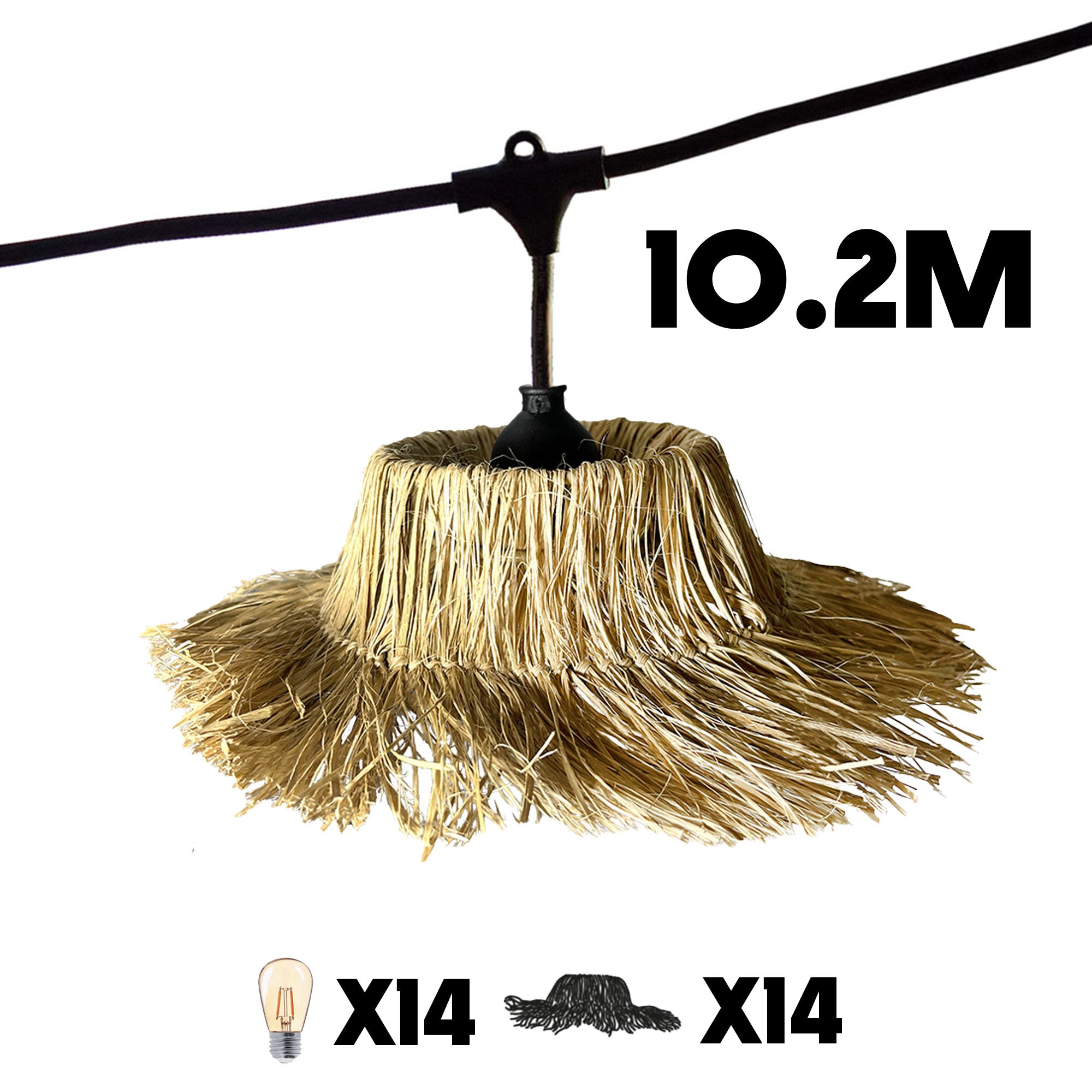 Red Deco Tahiti Light Guirlande Raccordable 10,2m Paille E27