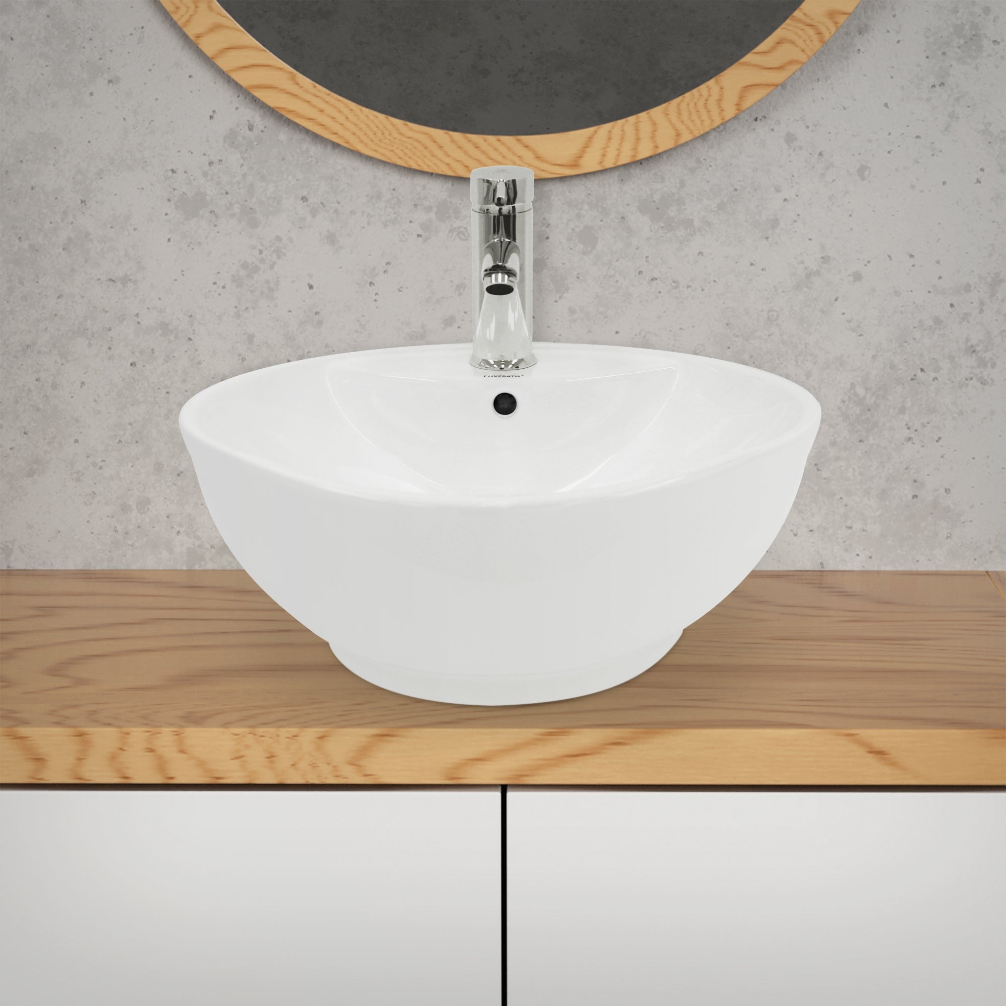 ECD Germany Sanitär vasque céramique blanc Ø45,5 cm bonde
