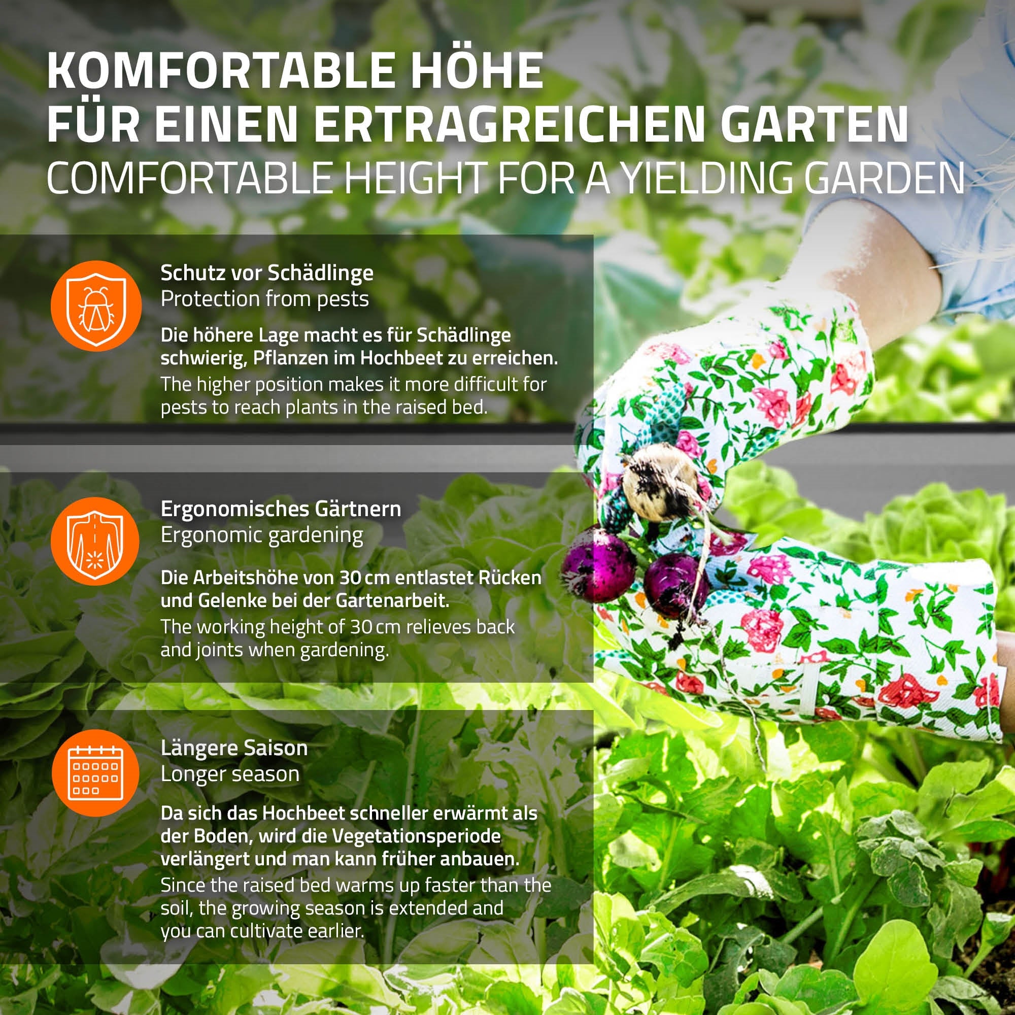 ECD Germany Jardin carré potager anthracite métal 90x90x30 cm 3 pièces