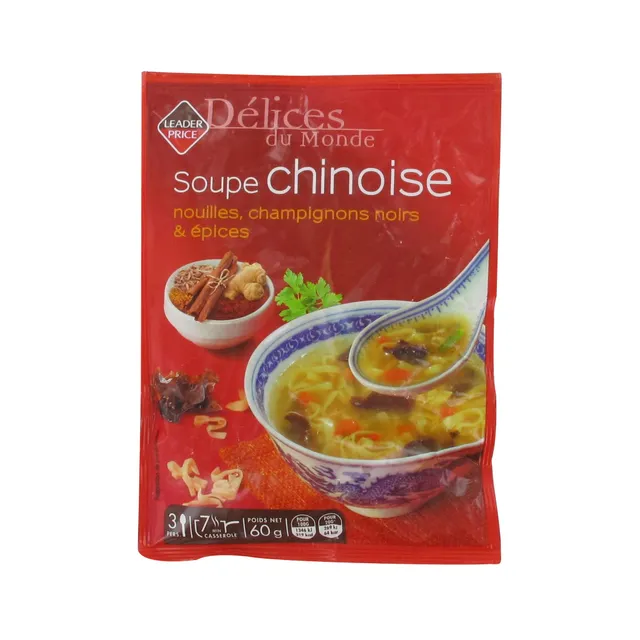 Leader Price Délices du Monde Soupe Chinoise 60g Champignons Noirs