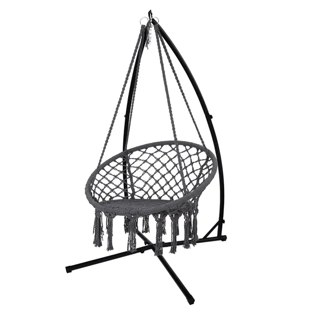 ECD Germany Sport Fauteuil suspendu Ø80cm gris coton 120kg