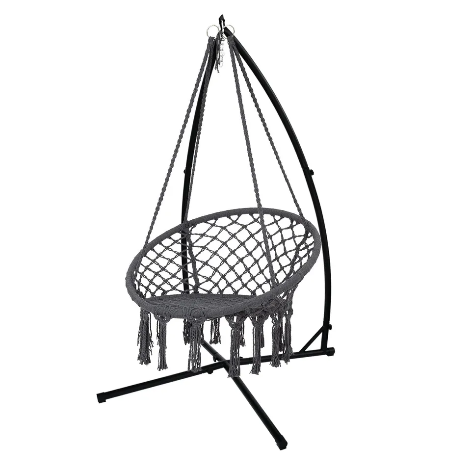 ECD Germany Sport Fauteuil suspendu Ø80cm gris coton 120kg