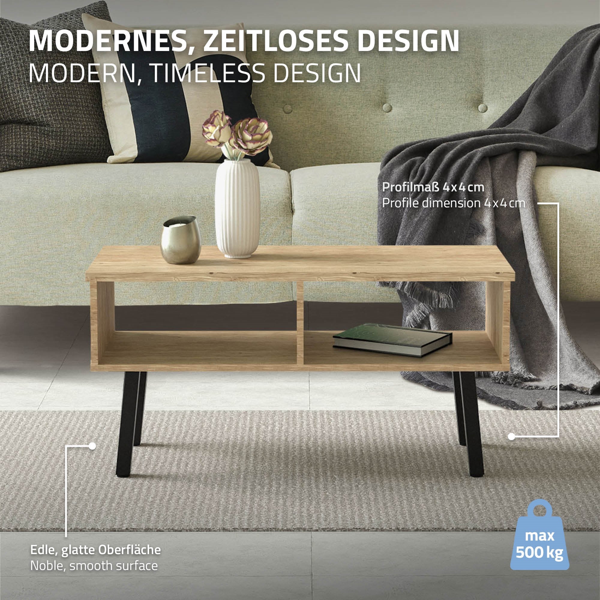 ECD Germany pieds de table inclinés 30 cm noirs acier x4