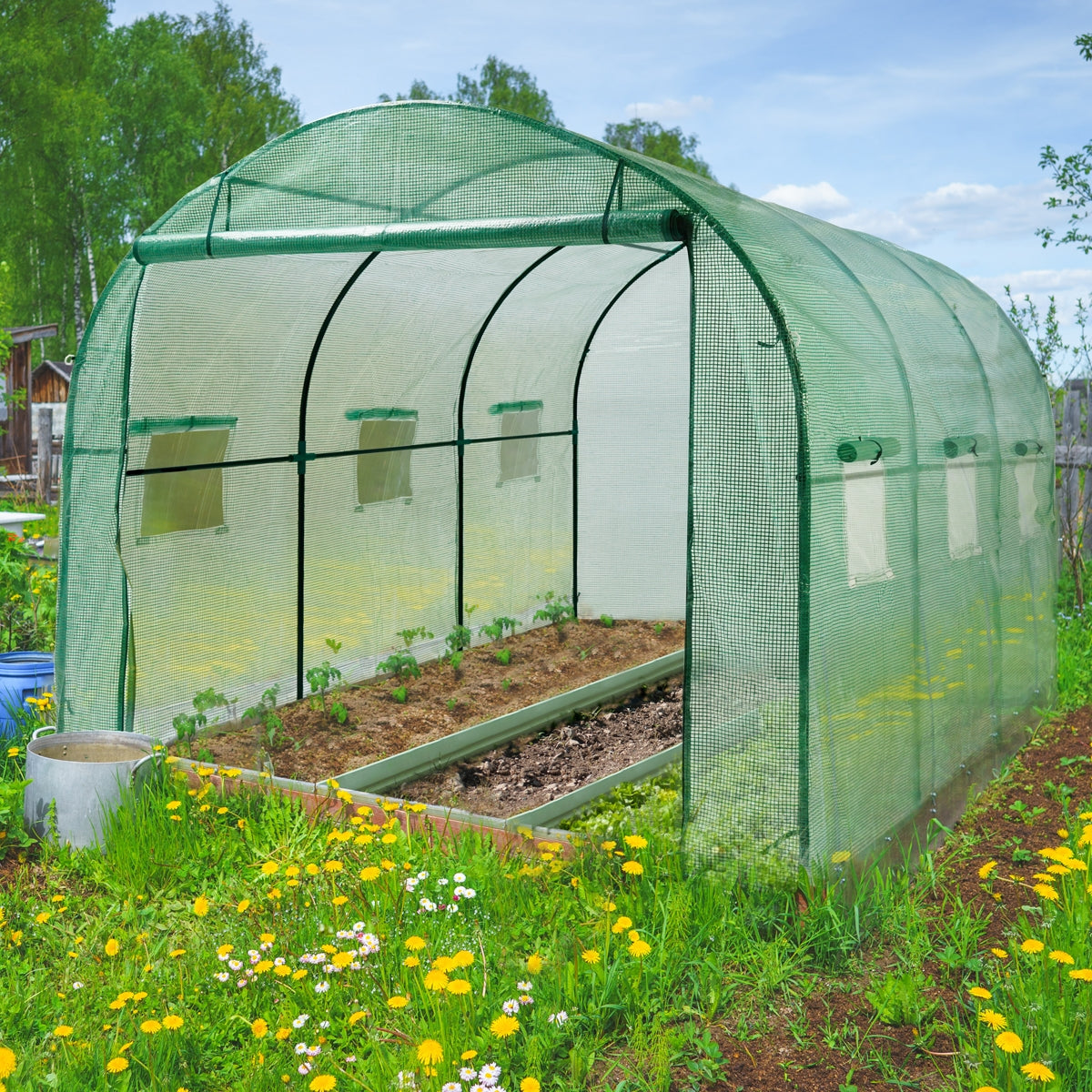 ECD Germany Garten Serre de jardin verte 300x200x200 cm PE