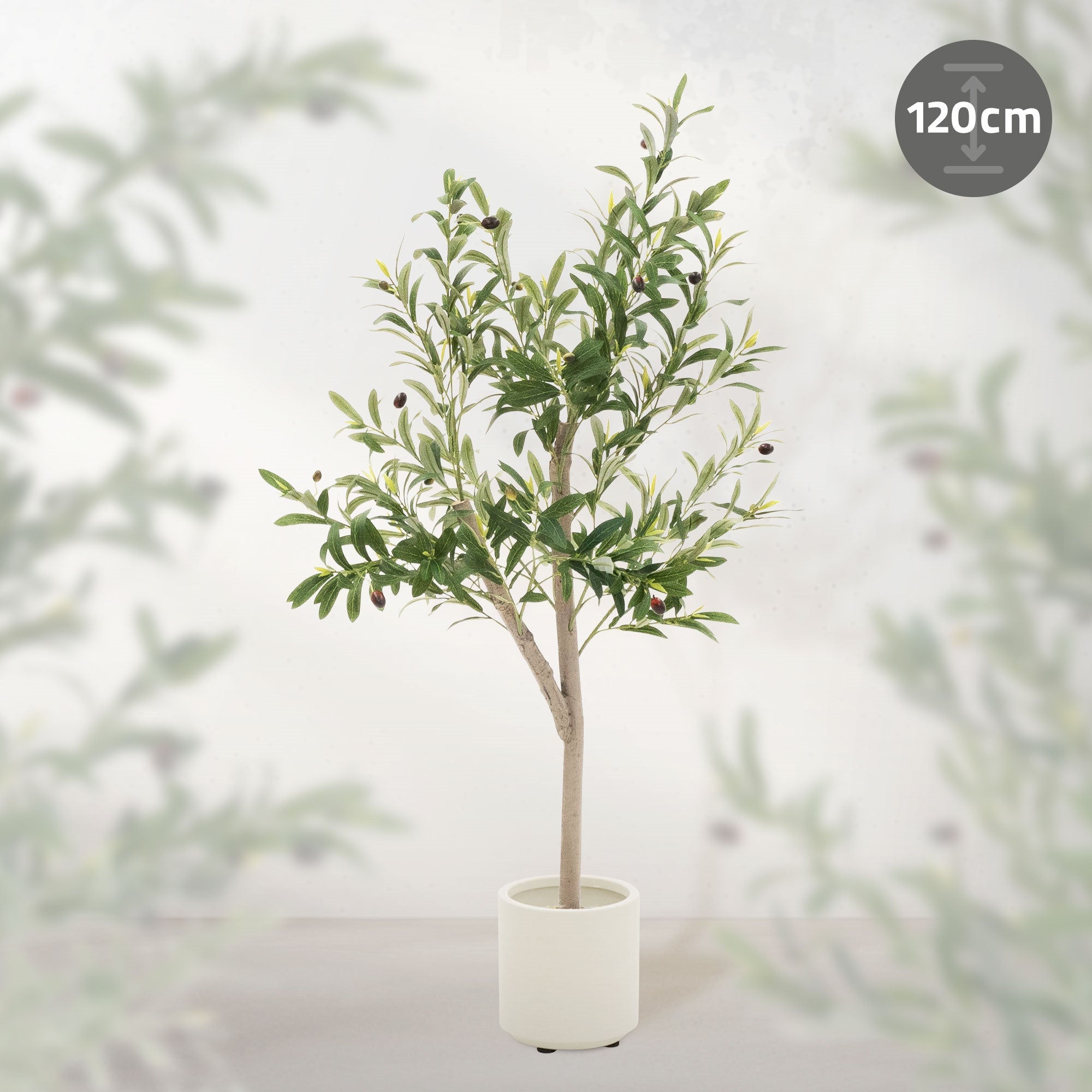 ML-Design olivier artificiel 120 cm avec pot blanc