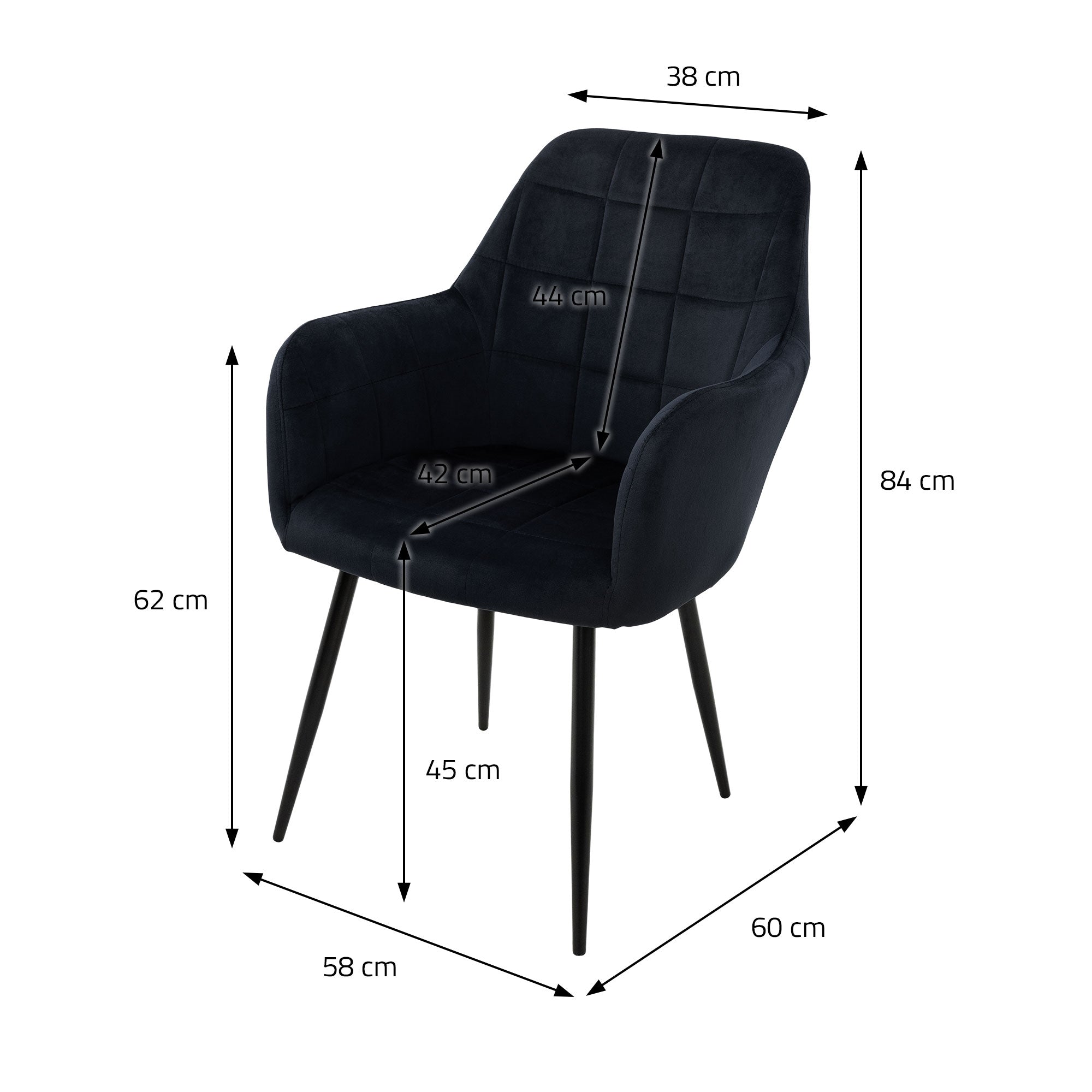 ECD Germany Möbel chaise salle à manger noire velours lot 4