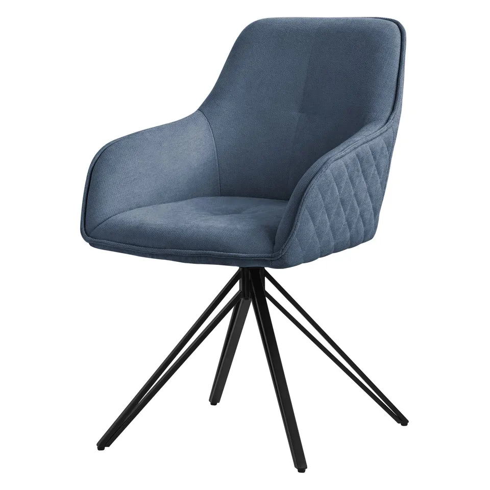 ECD Germany Möbel chaise pivotante bleue tissu 84,5 cm