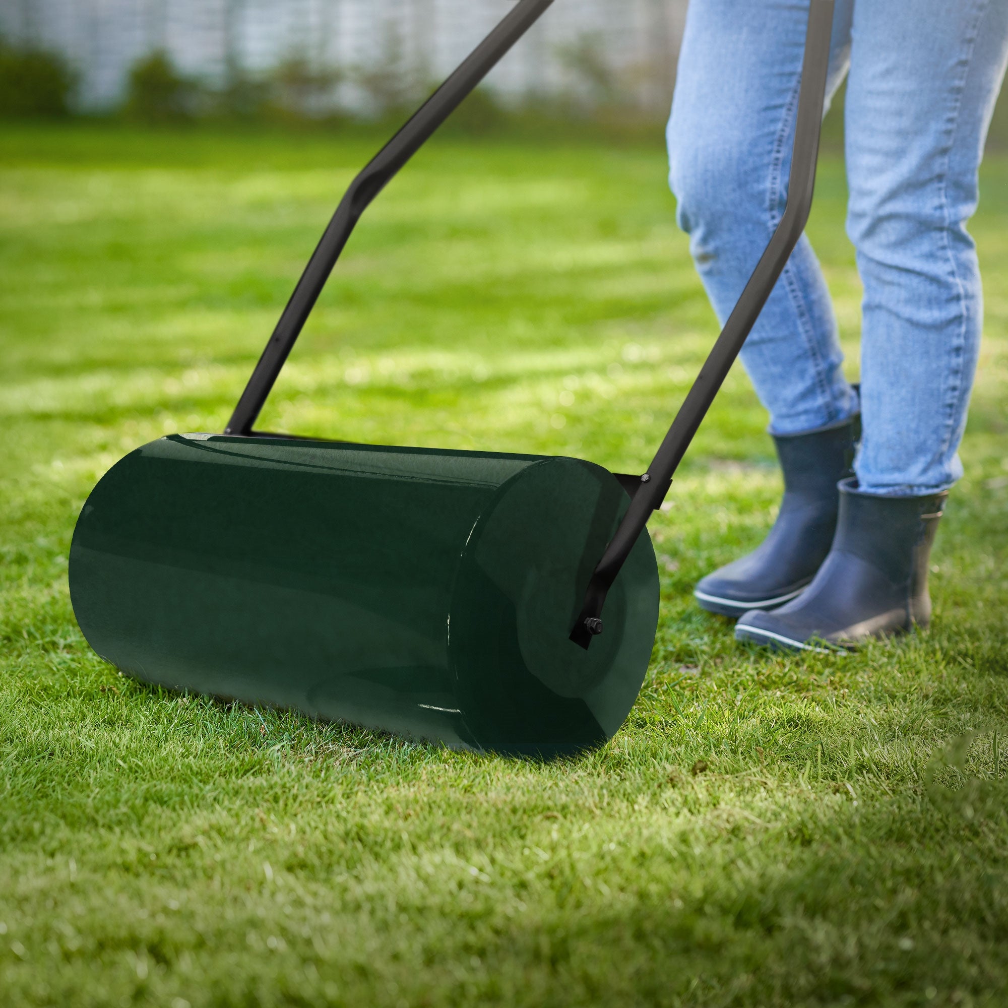 ECD Germany Garten Rouleau gazon 50 L vert 60 cm acier lesté