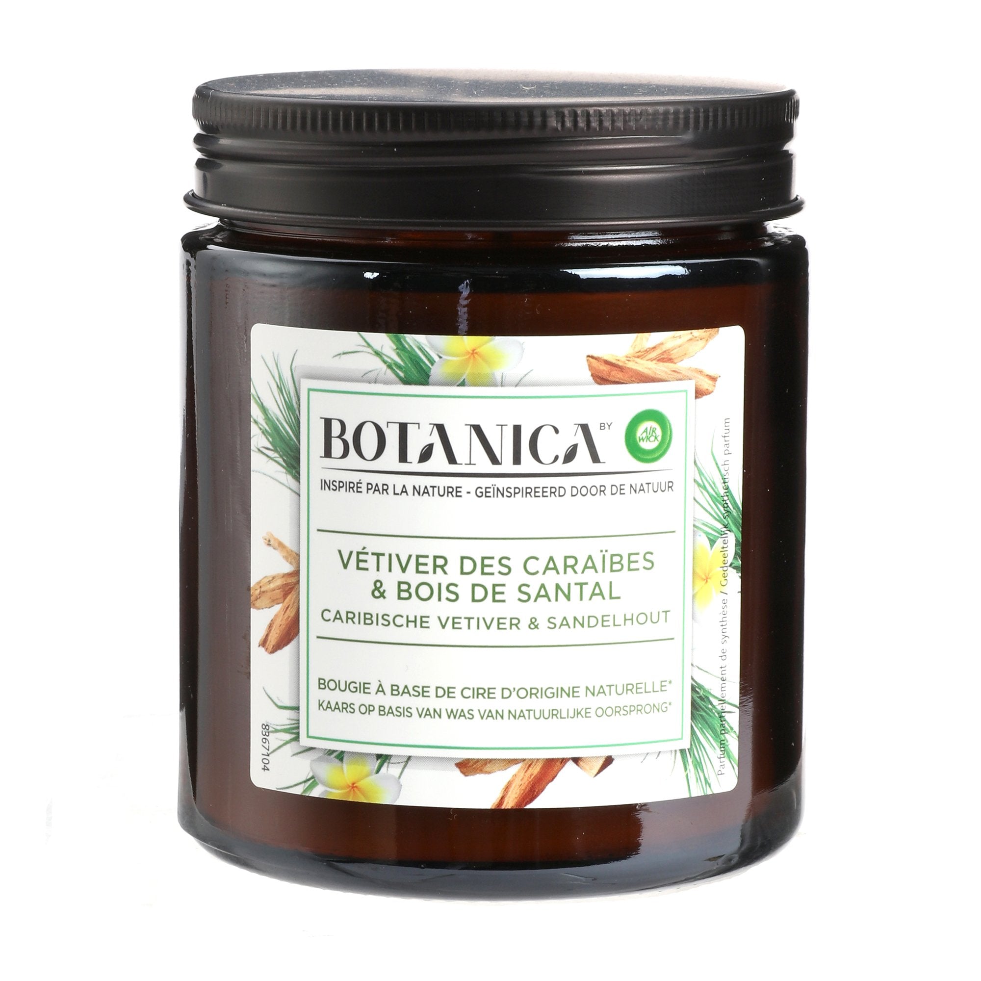 Bougie vétiver bois de santal cire naturelle