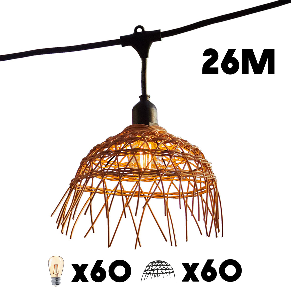 Red Deco Hawaii Light 26m guirlande 60 LED bohème