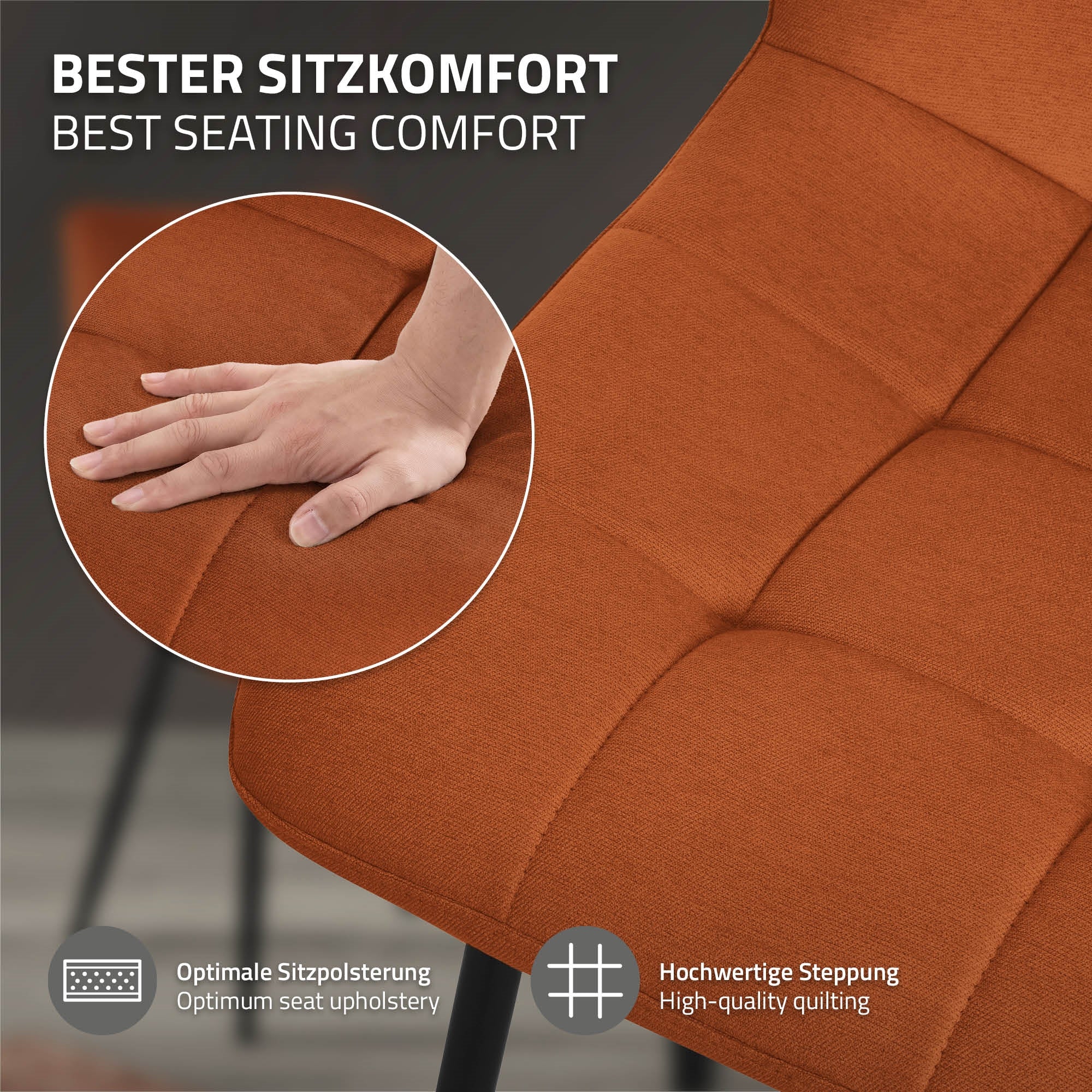 ECD Möbel Chaises salle à manger orange polyester x4 acier