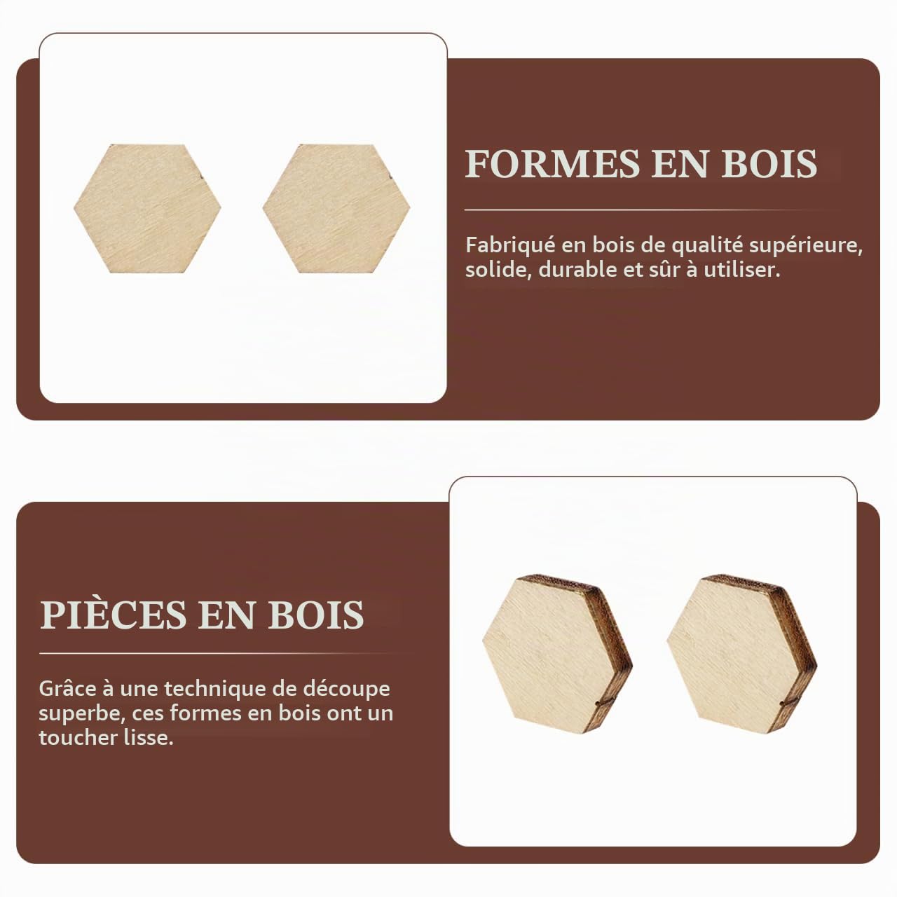 Milisten Hexagones bois hêtre 12,5mm x200 brut