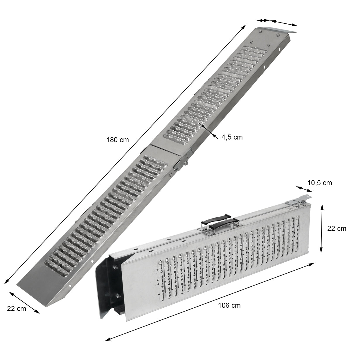 ECD Germany lot 2 rampes chargement acier pliables 180 cm 400 kg