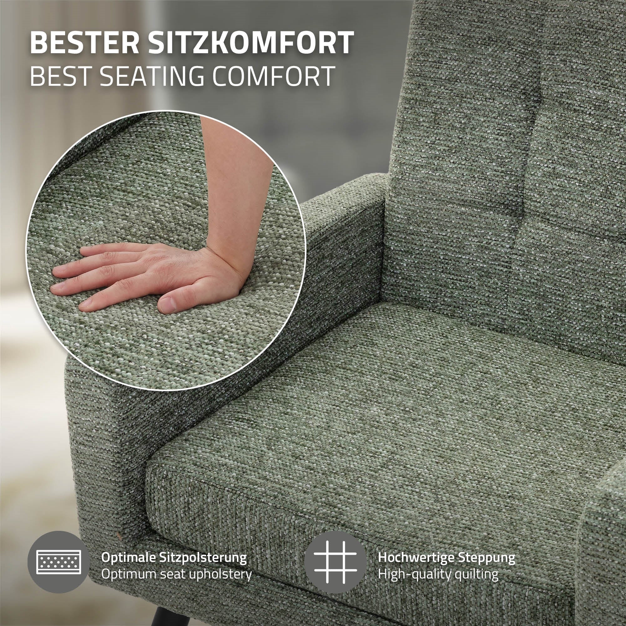 ML-Design fauteuil vert 66,5x80x63,5 cm tissu relax