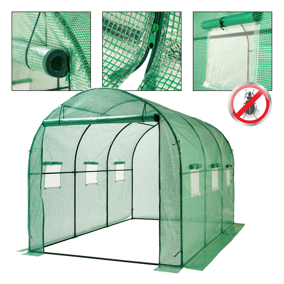 ECD Germany Garten Serre de jardin verte 300x200x200 cm PE