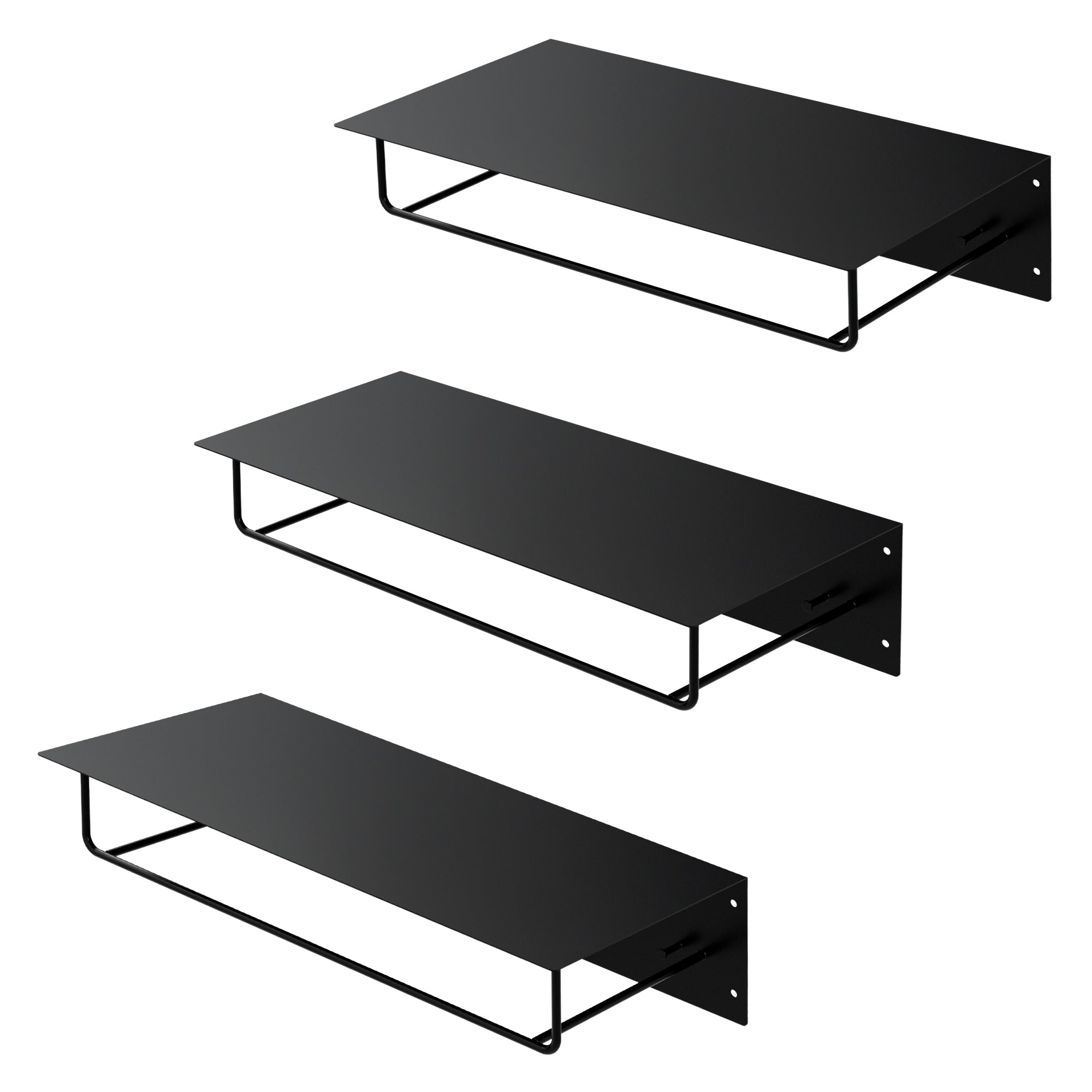ECD Germany Möbel portemanteau mural noir métal avec étagère 60 cm